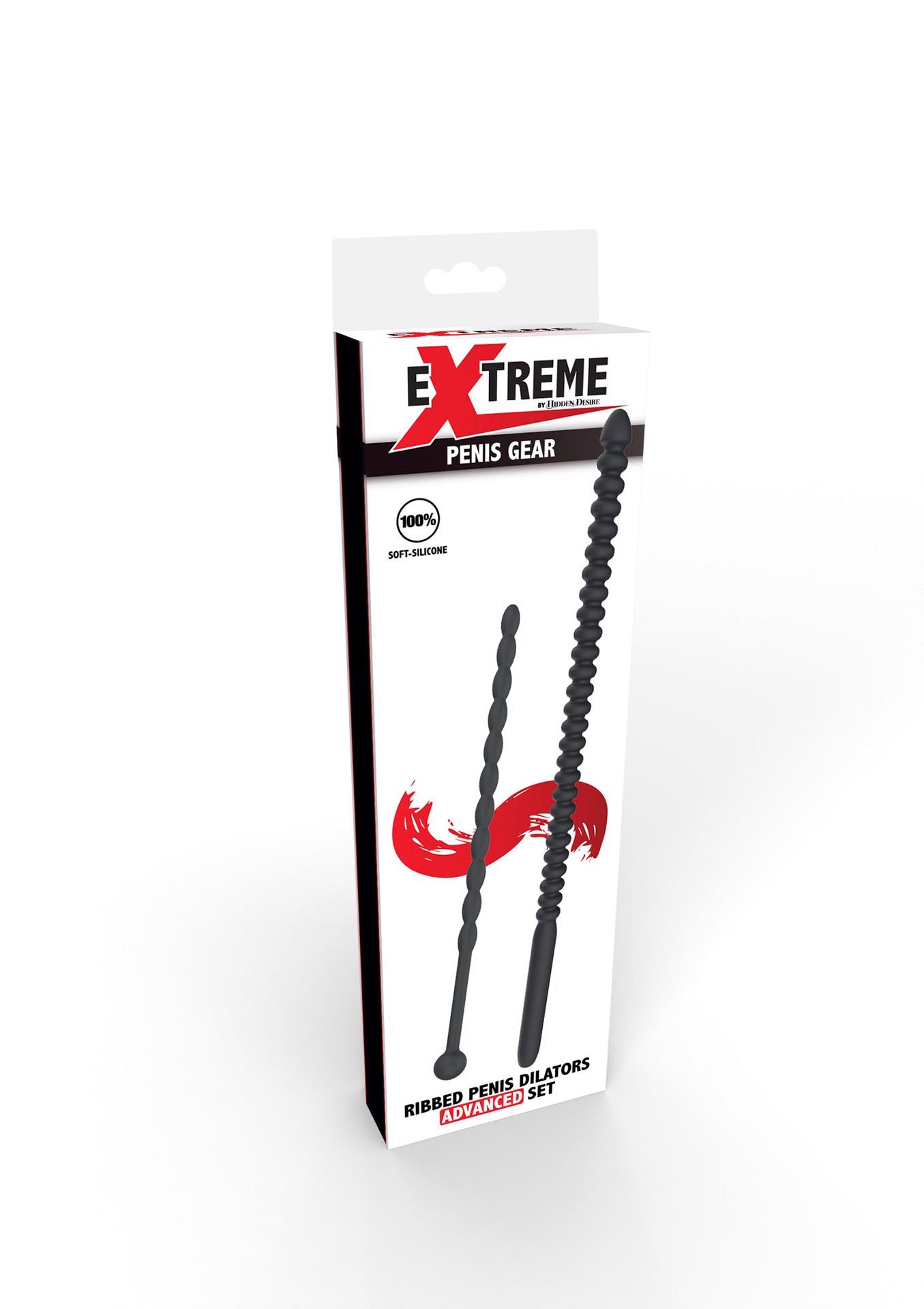 Ribbed Penis Dilator Set 2 Pcs Black