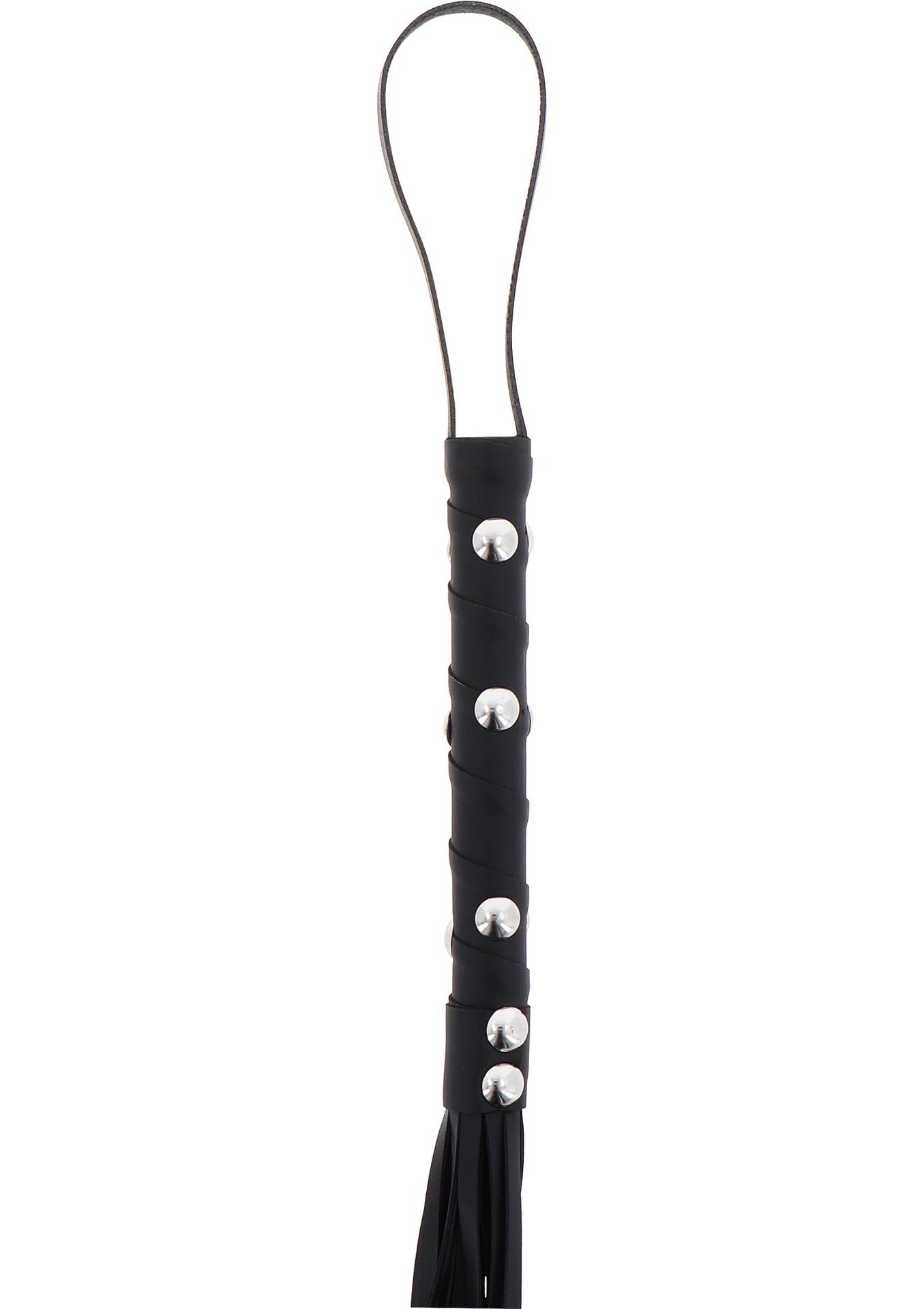 Short Studded Flogger Whip Black
