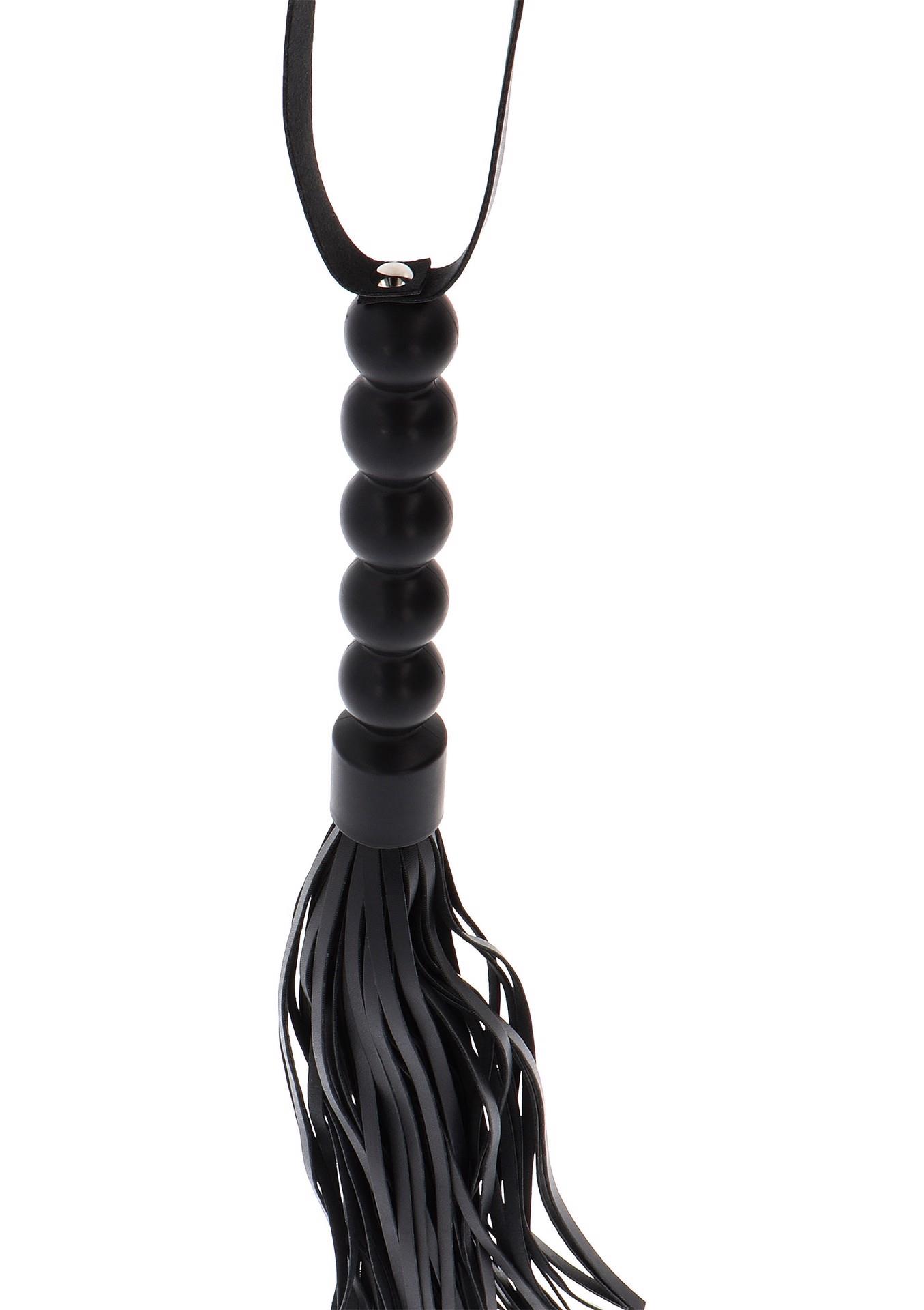 Short Beaded Flogger Whip Black