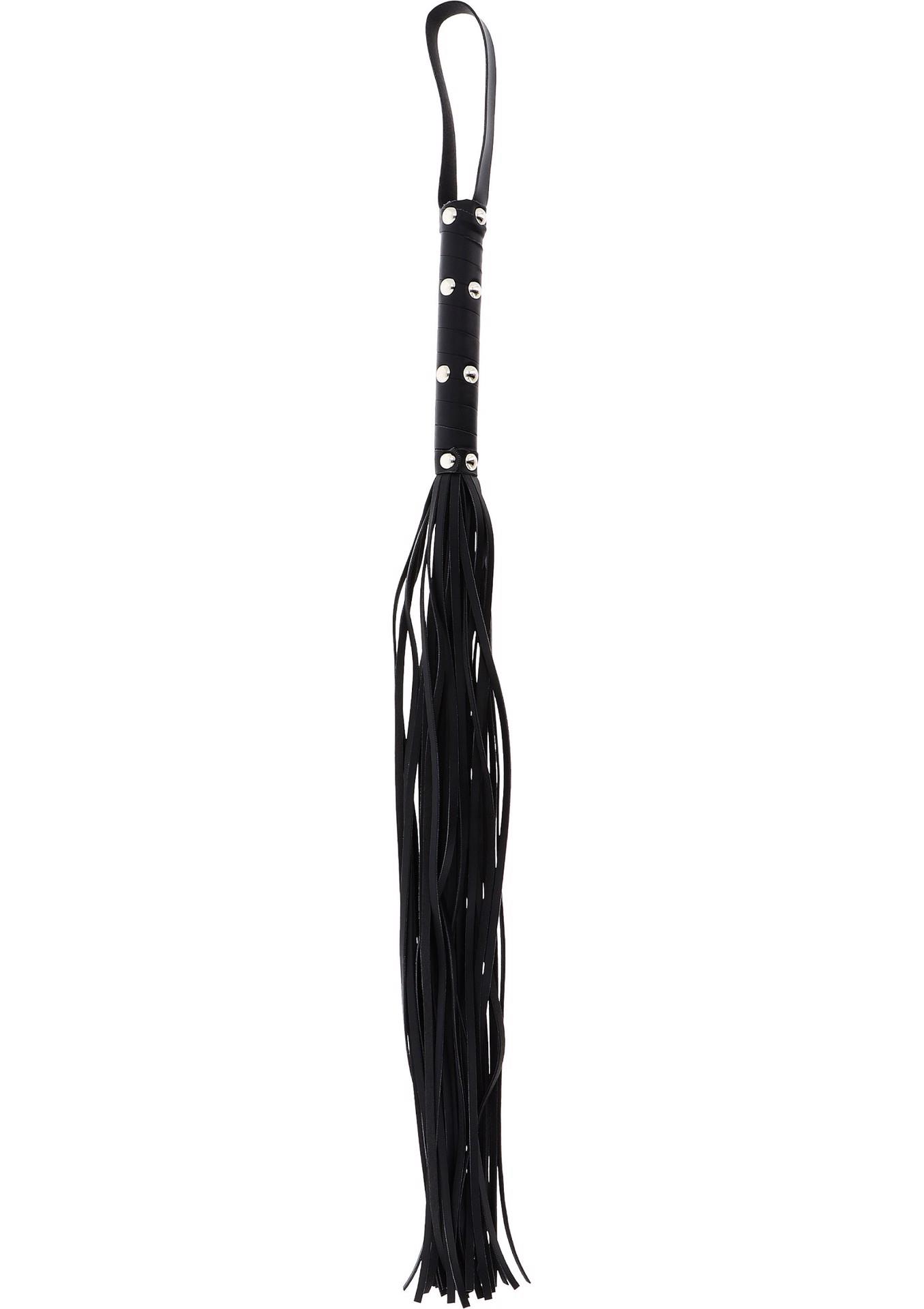 Long Studded Flogger Whip Black