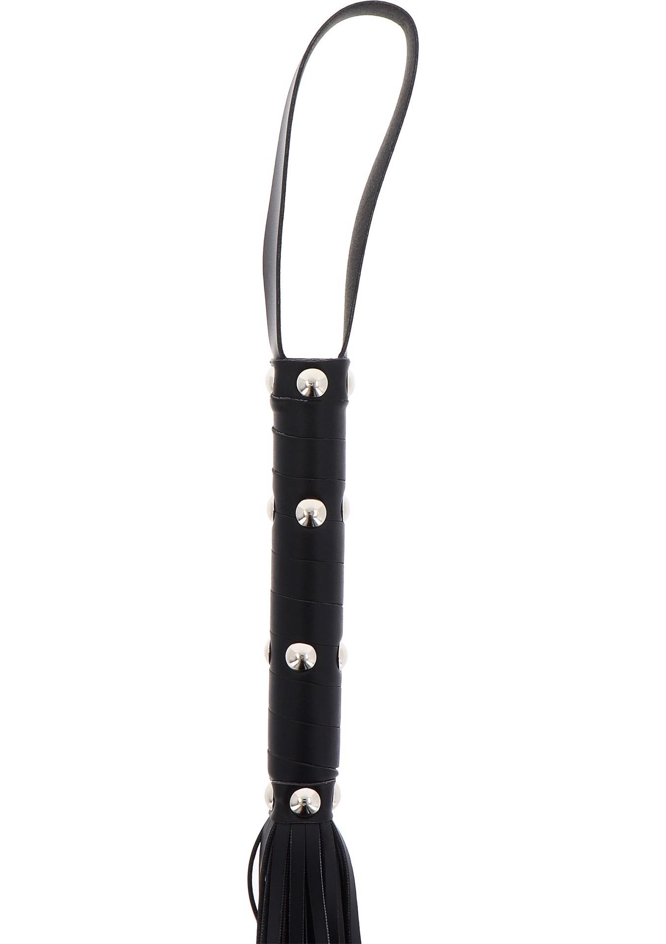 Long Studded Flogger Whip Black