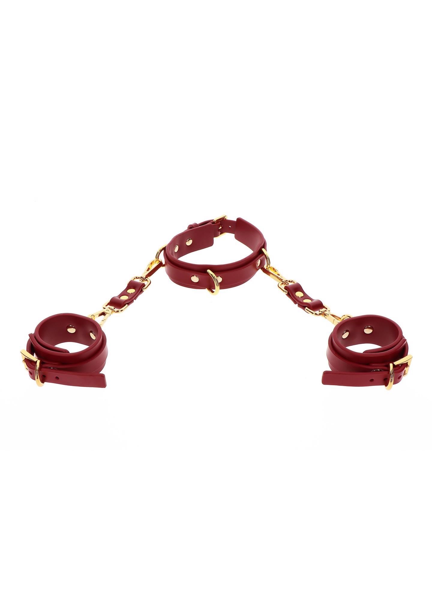D-Ring Collar And Wrist Cuffs Red