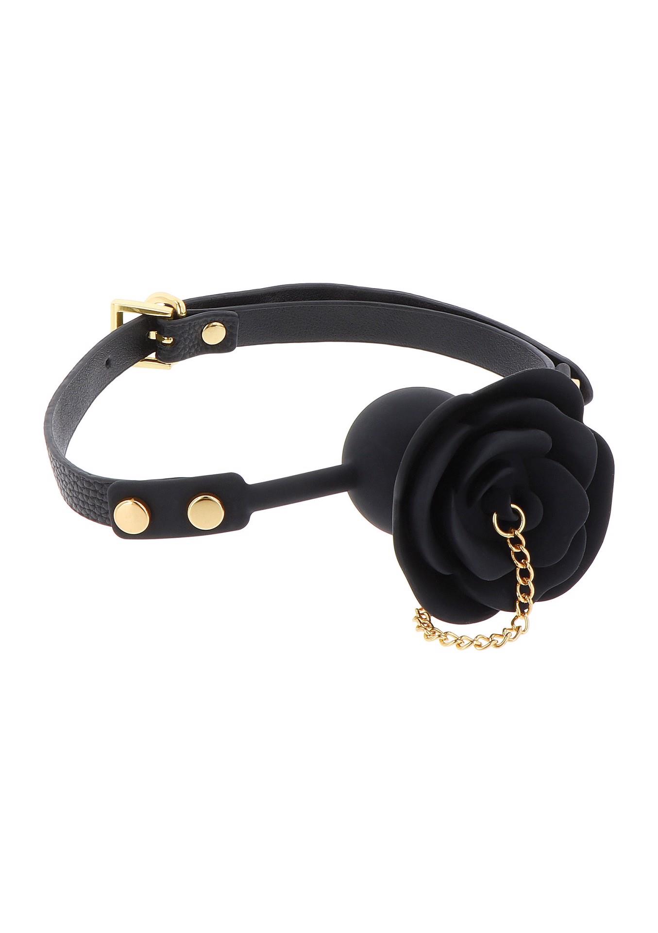 Rose Ball Gag With Plug Black