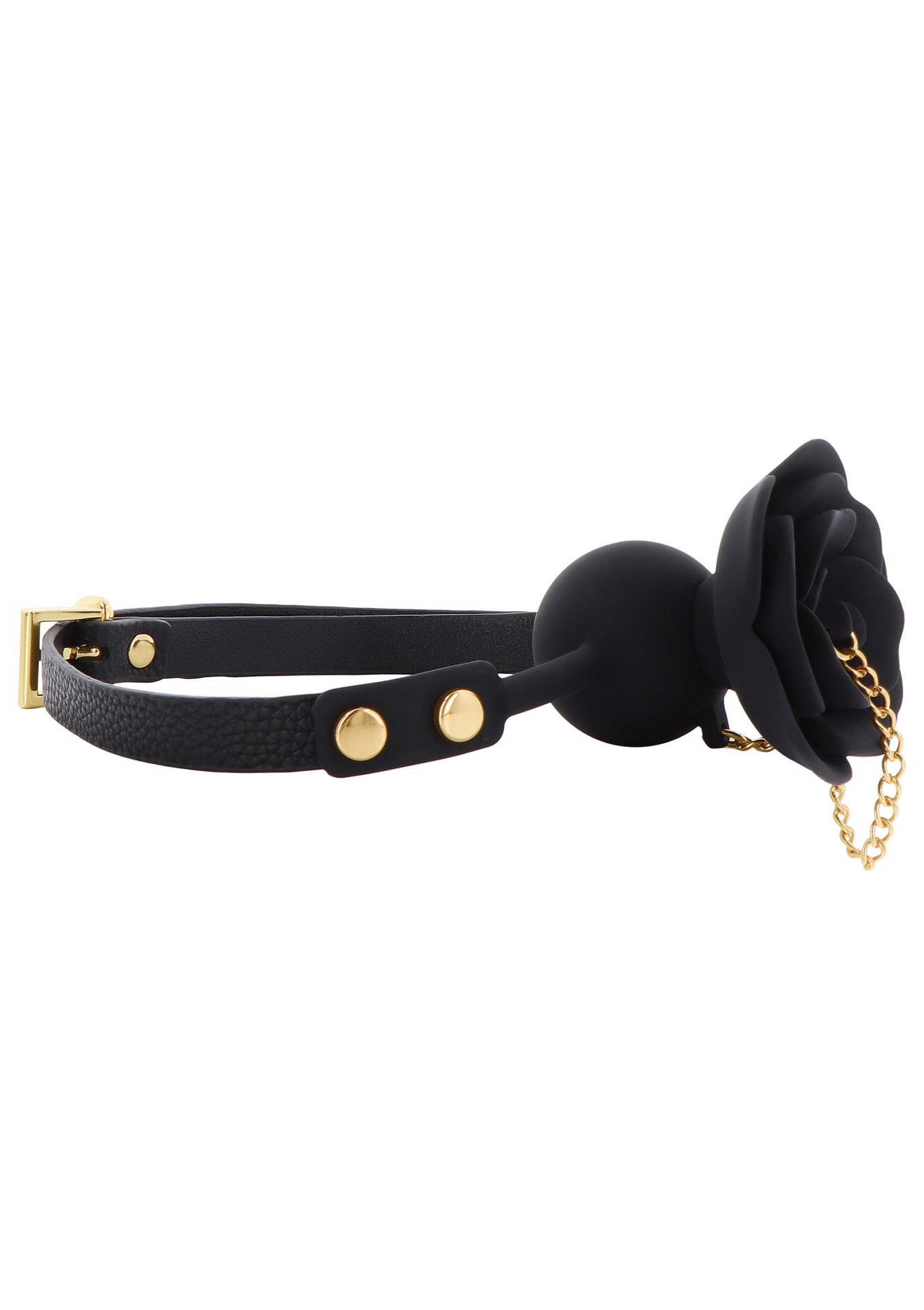 Rose Ball Gag With Plug Black