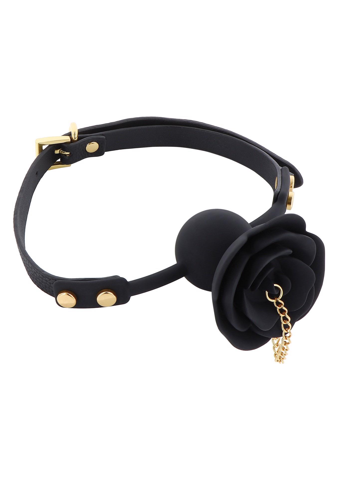 Rose Ball Gag With Plug Black