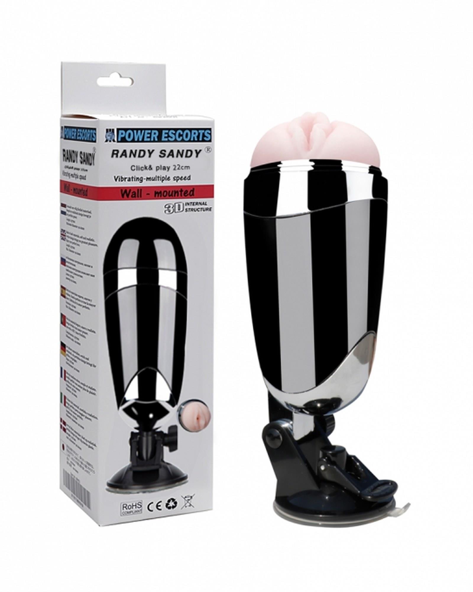 Randy Sandy Black Wallmounted Vibratinging Masturbator