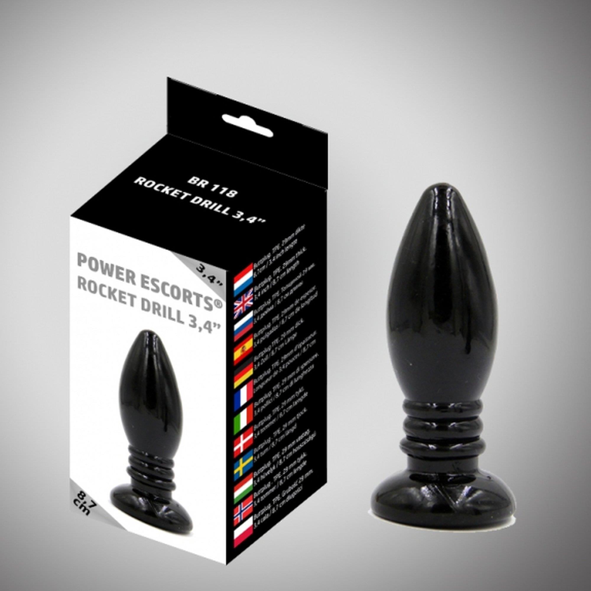Rocket Drill 3,4 Inch Black  Anal Plug 3,4 Inch / 8,7 Cm
