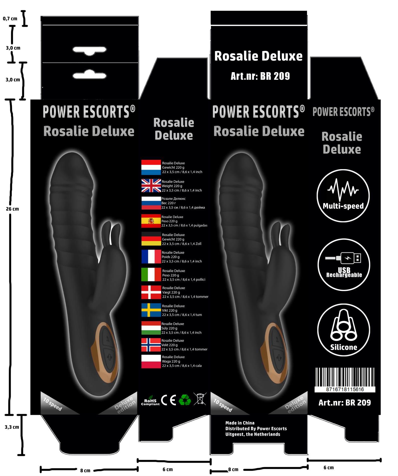 Power Escorts - Br209 - Rosalie Deluxe - Rechargeable Rabbit Vibrator -