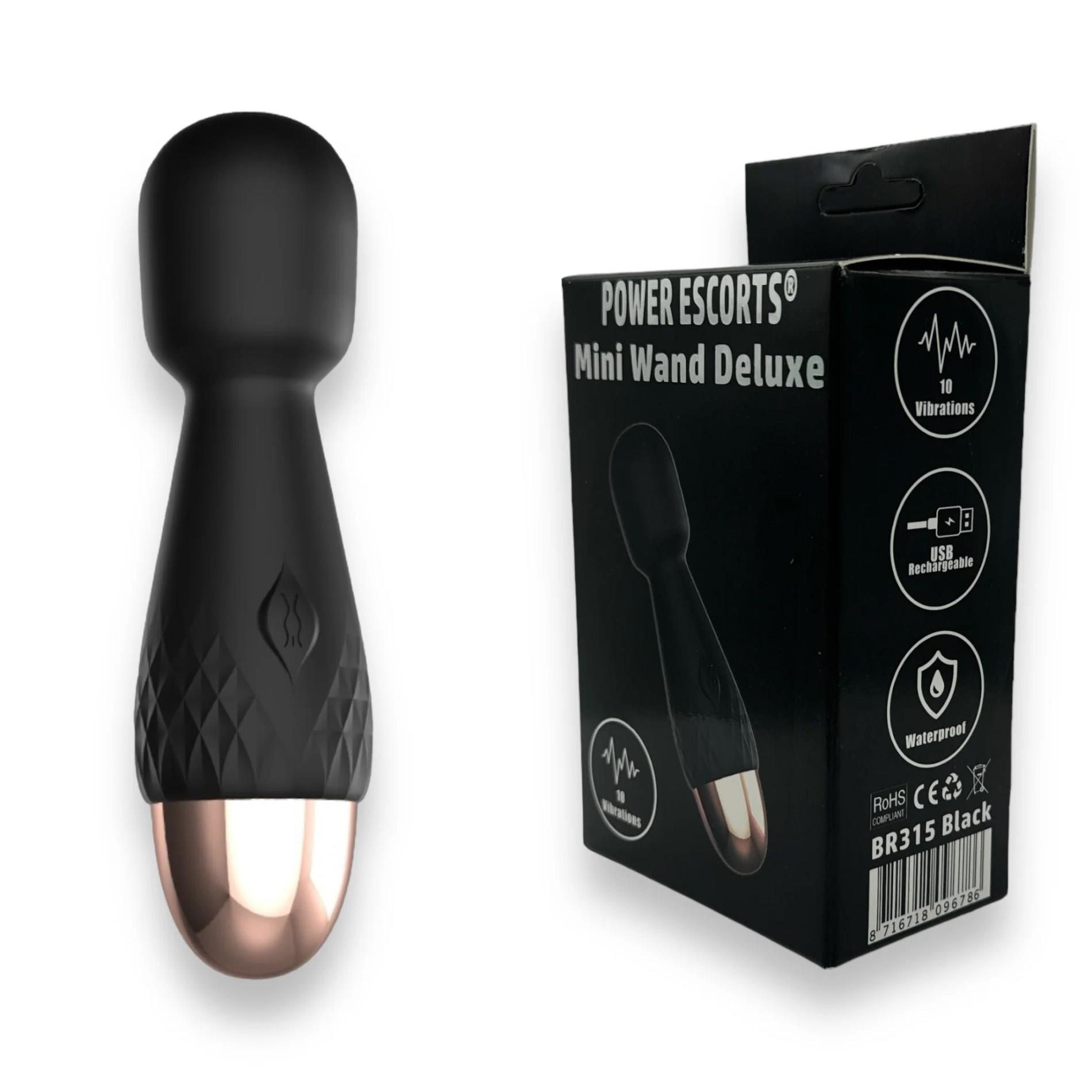 Power Escorts - Mini Wand De Luxe - Black  Silicone Wand Massager