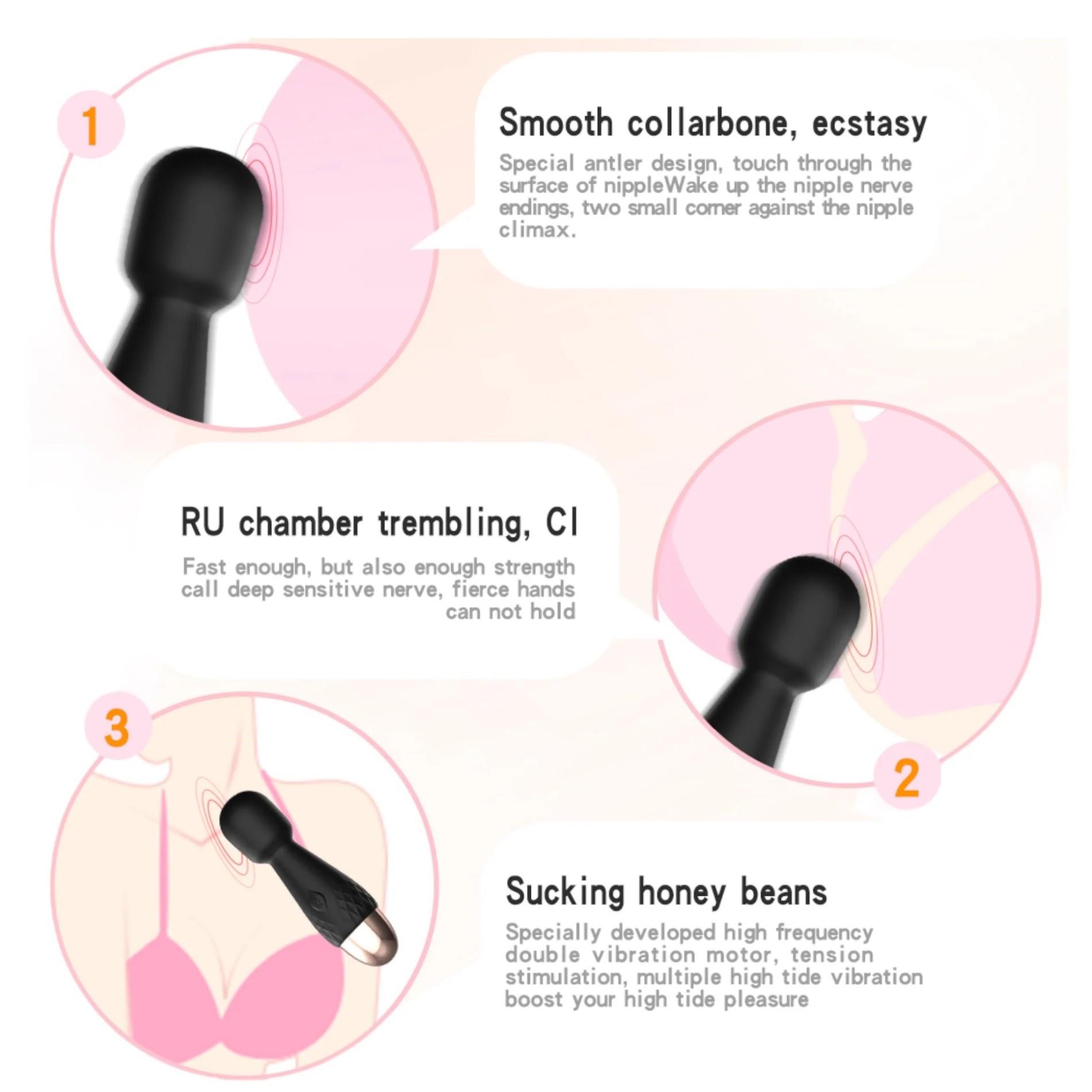 Power Escorts - Mini Wand De Luxe - Black  Silicone Wand Massager