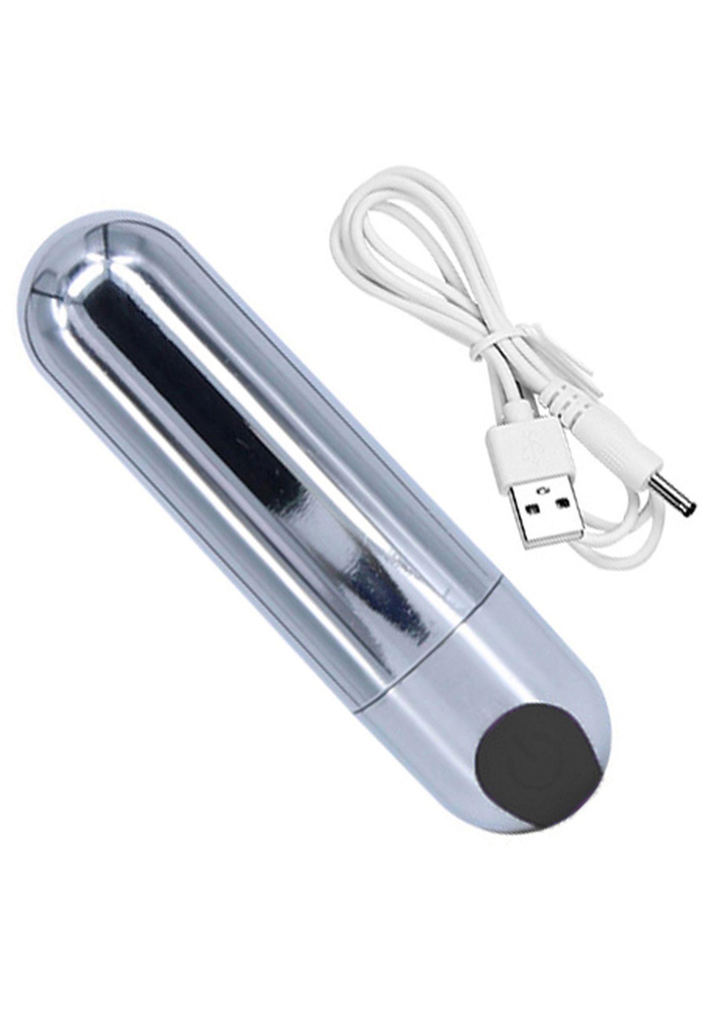 Wibrator-Strong Bullet Vibrator Silver/Black Usb 10 Function
