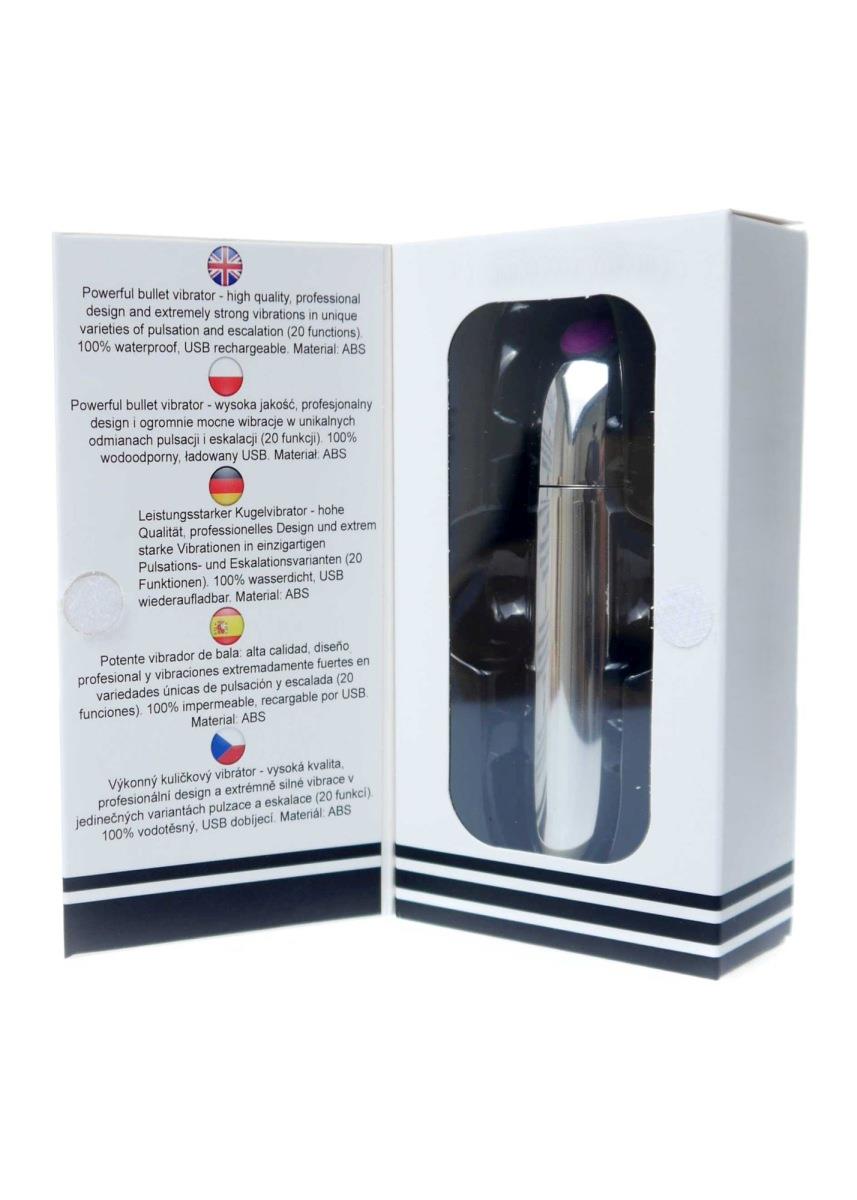 Stymulator-Rechargeable Powerful Bullet Vibrator Usb 20 Functions - Silver