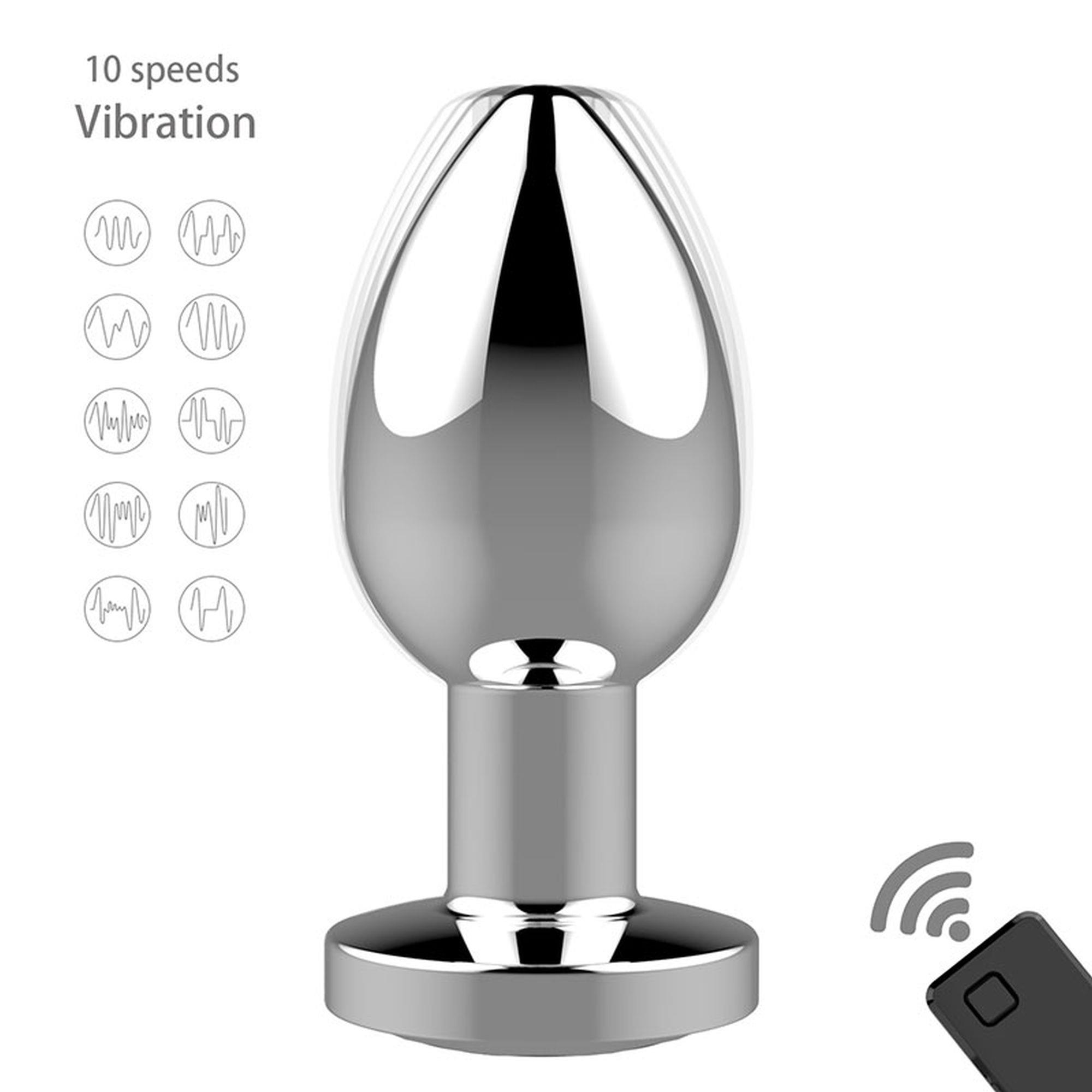 Stymulator-Rechargeable Butt Plug Vibrator Usb 10 Functions - Silver