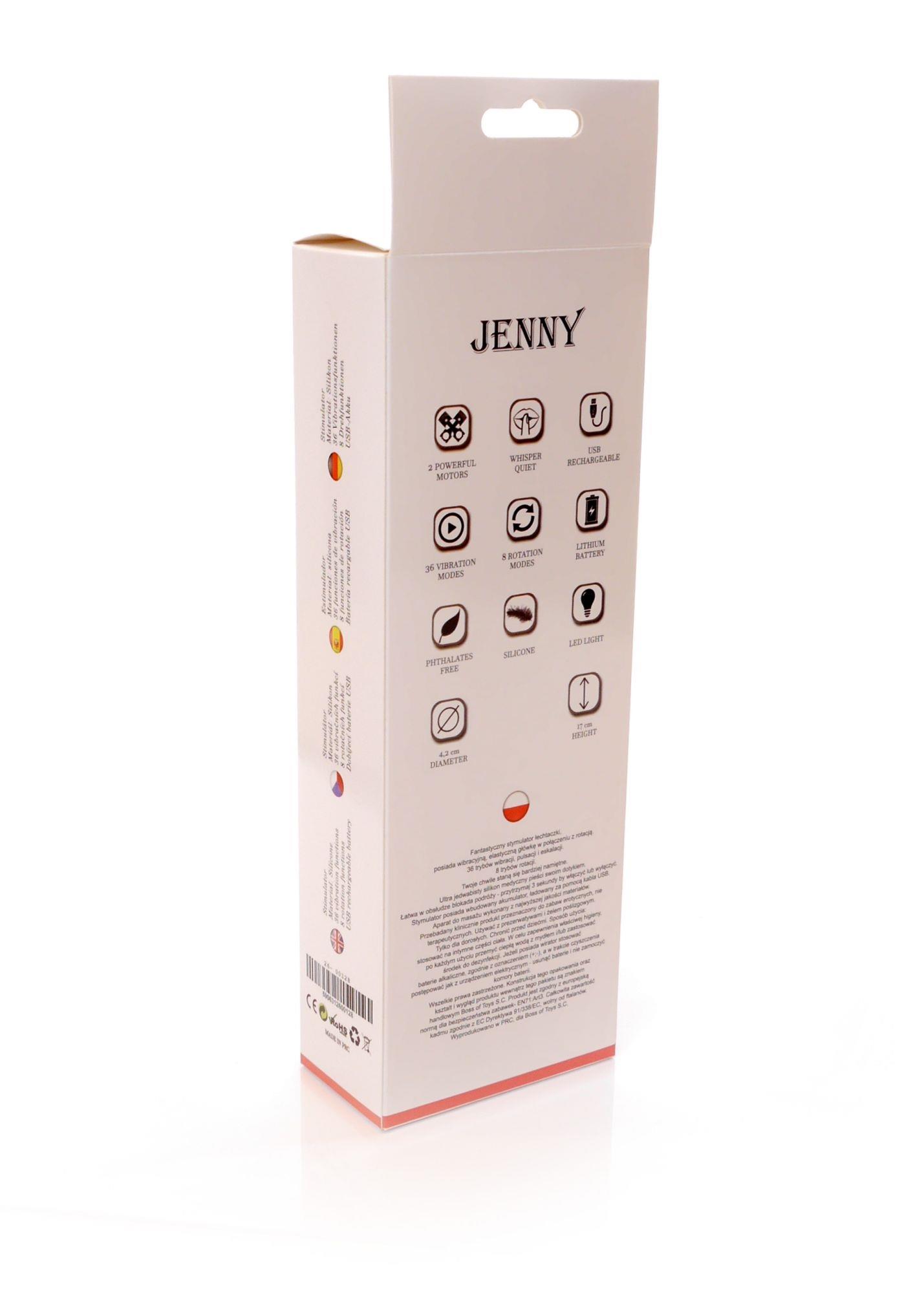 Wibrator-Jenny Pink - Massager 36- Vibrating / 8 Rotation Functions Usb