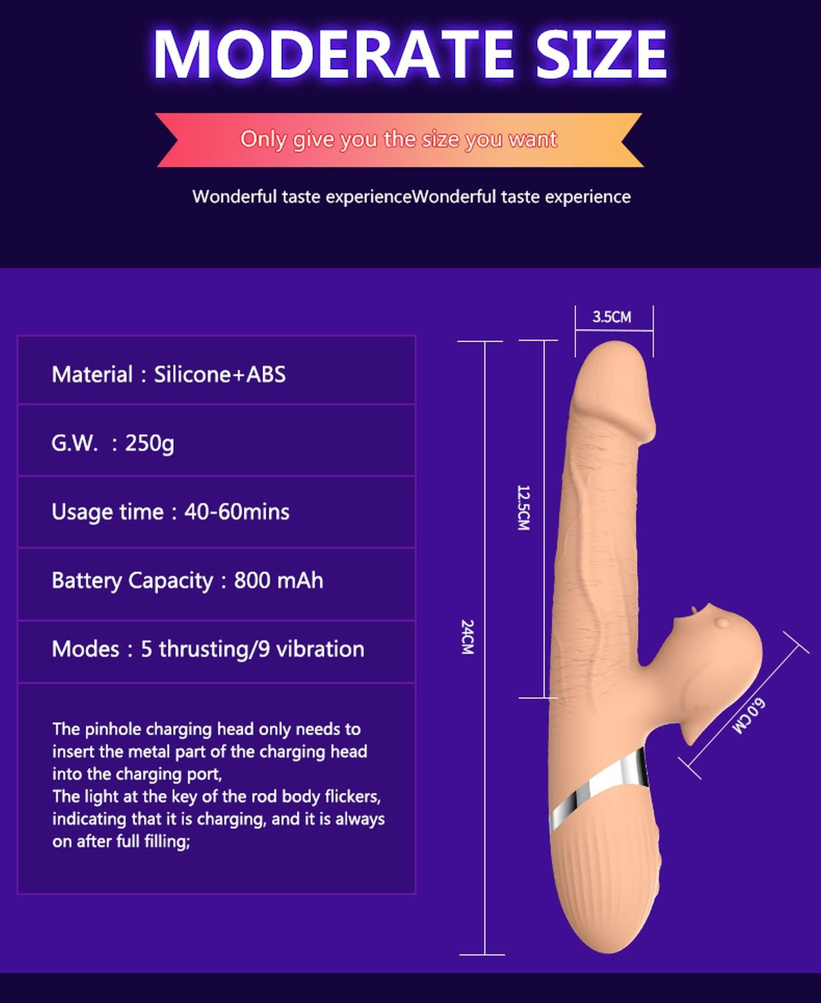 Wibrator-Basia Thtusting Vibrator 2 In 1 Tongue Vibrators Usb