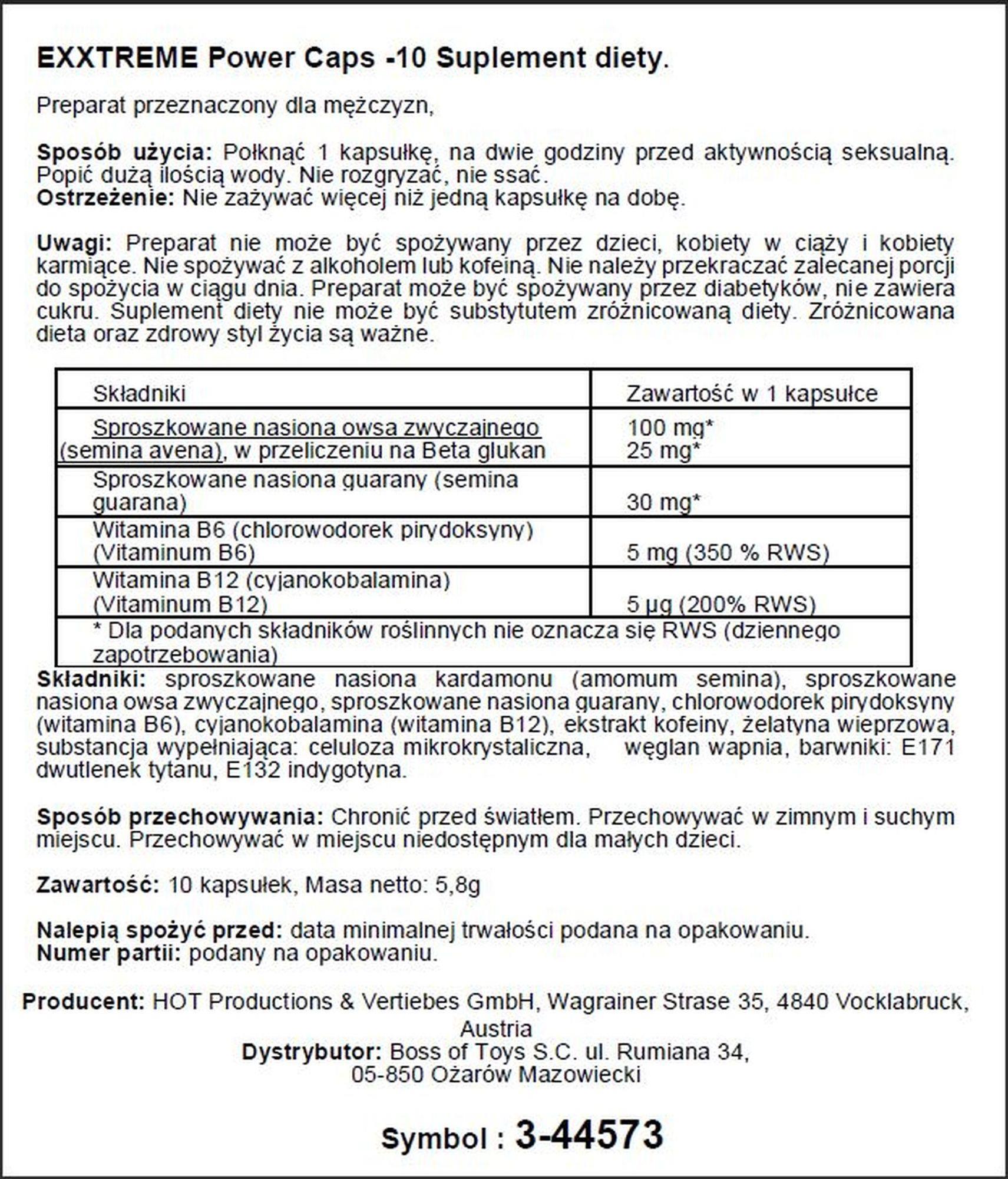 Supl.diety-Exxtreme Power Caps 1X10 Stk.