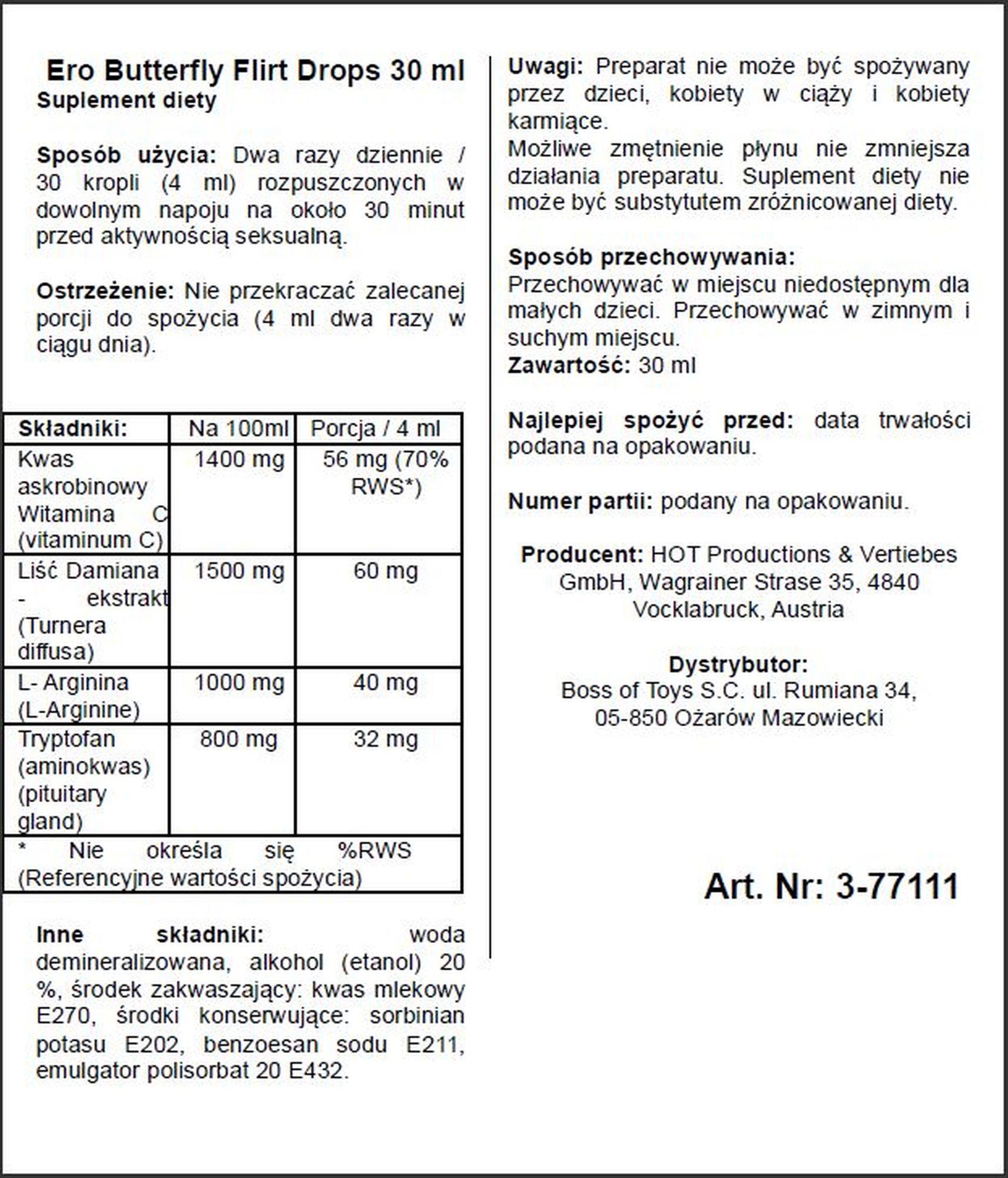 Supl.diety-Ero Butterfly Flirt Drops 30 Ml