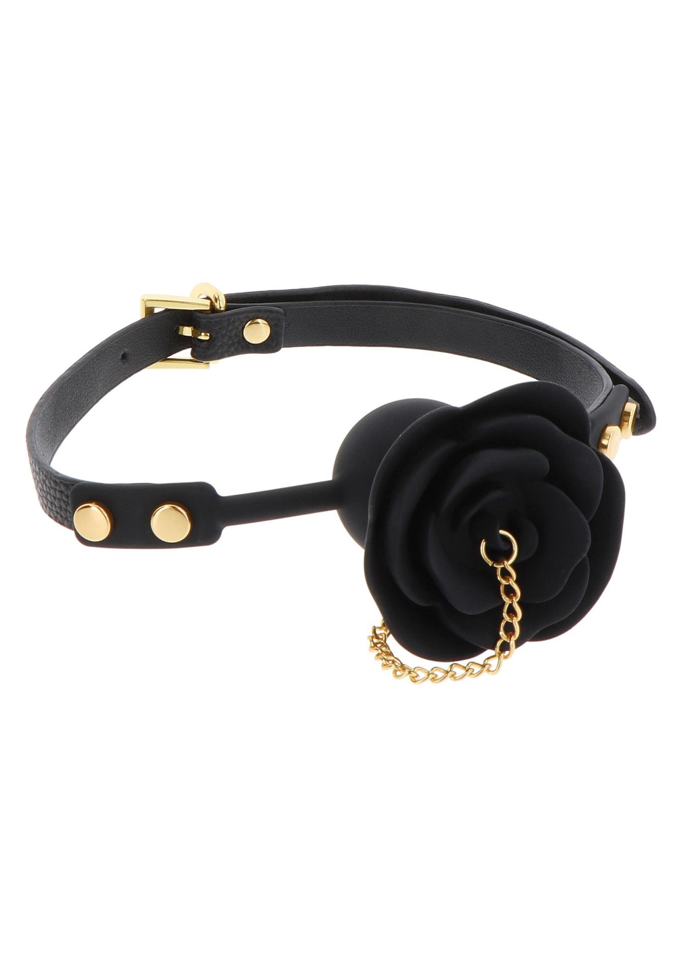 Rose Ball Gag With Plug Black