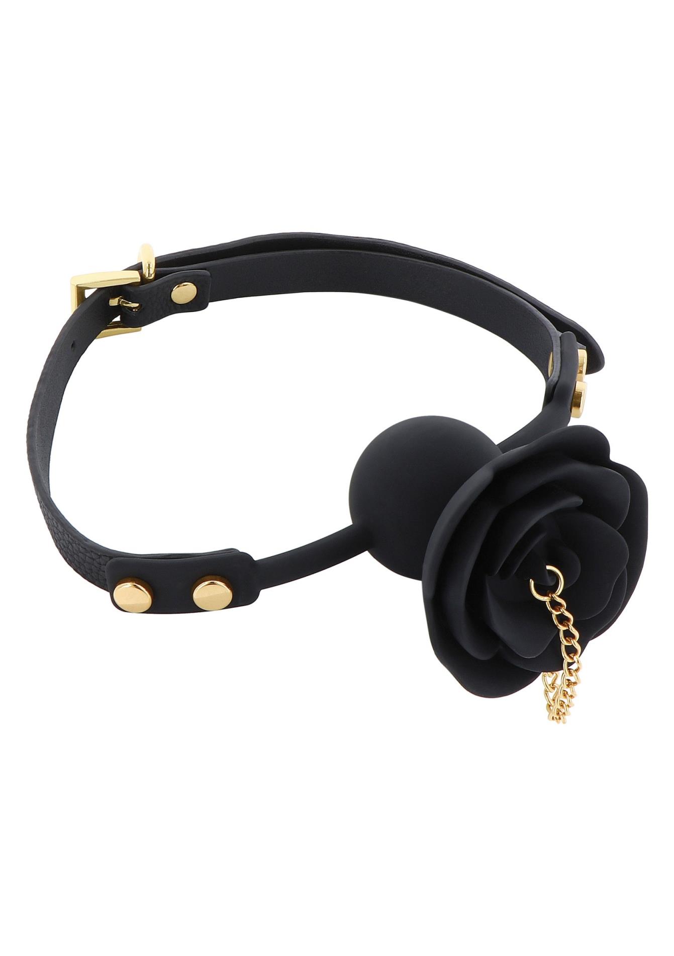 Rose Ball Gag With Plug Black