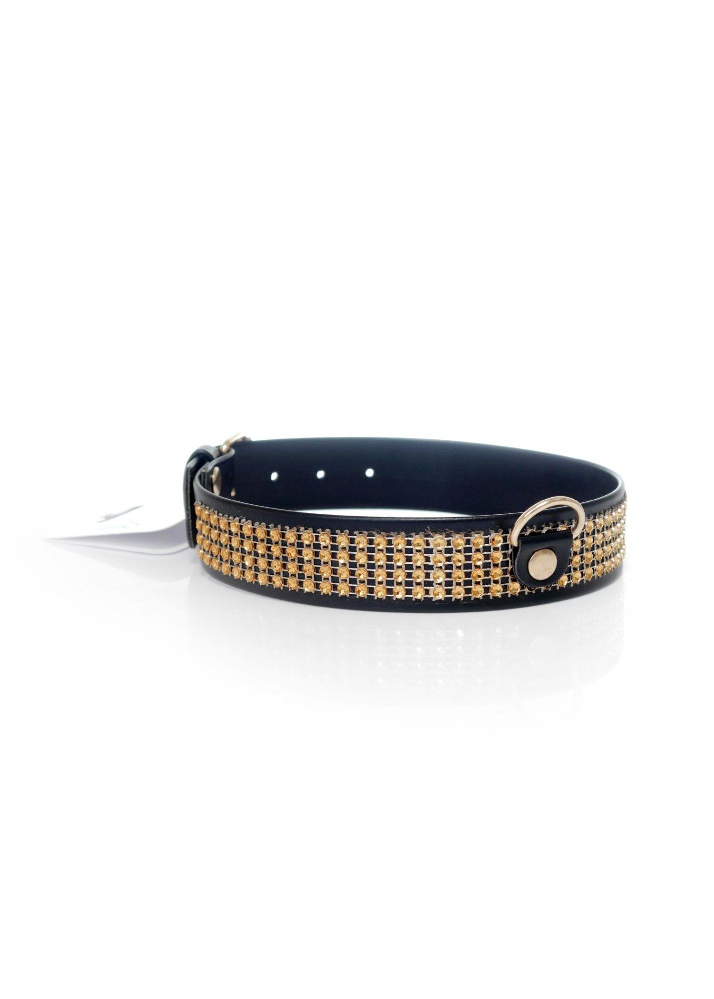 Fetish B - Series Collar With Crystals 3 Cm Gold