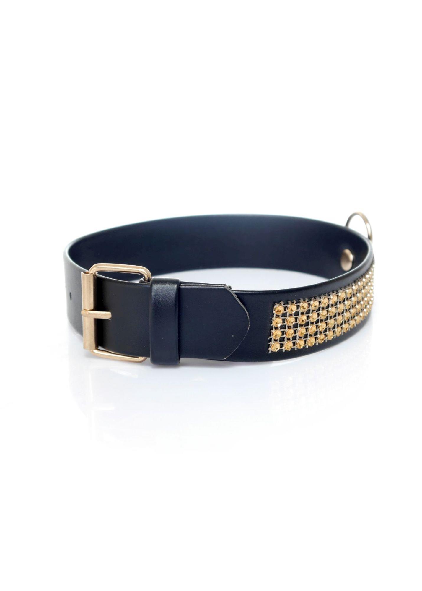Fetish B - Series Collar With Crystals 3 Cm Gold