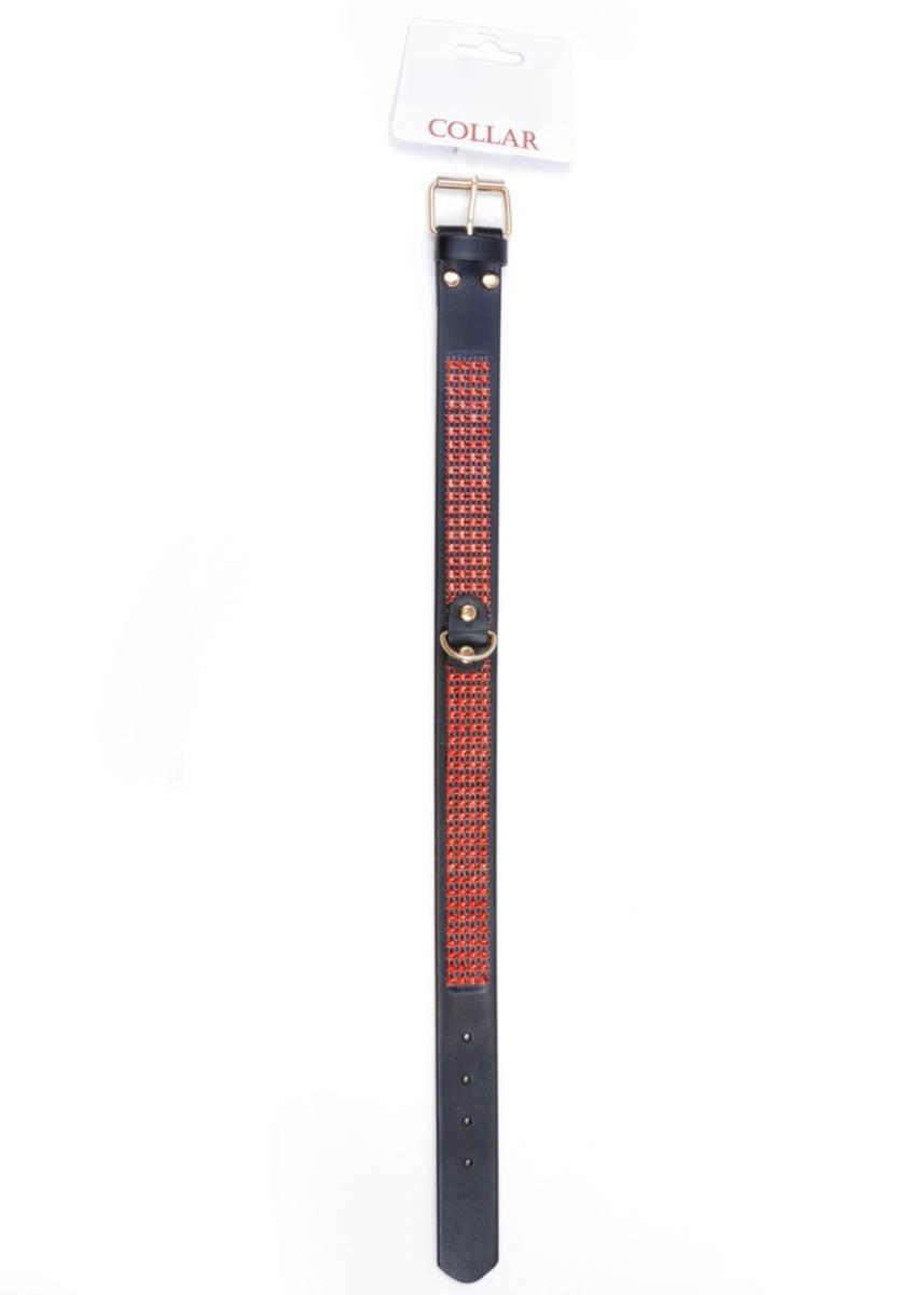 Fetish B - Series Collar With Crystals 3 Cm Red Line