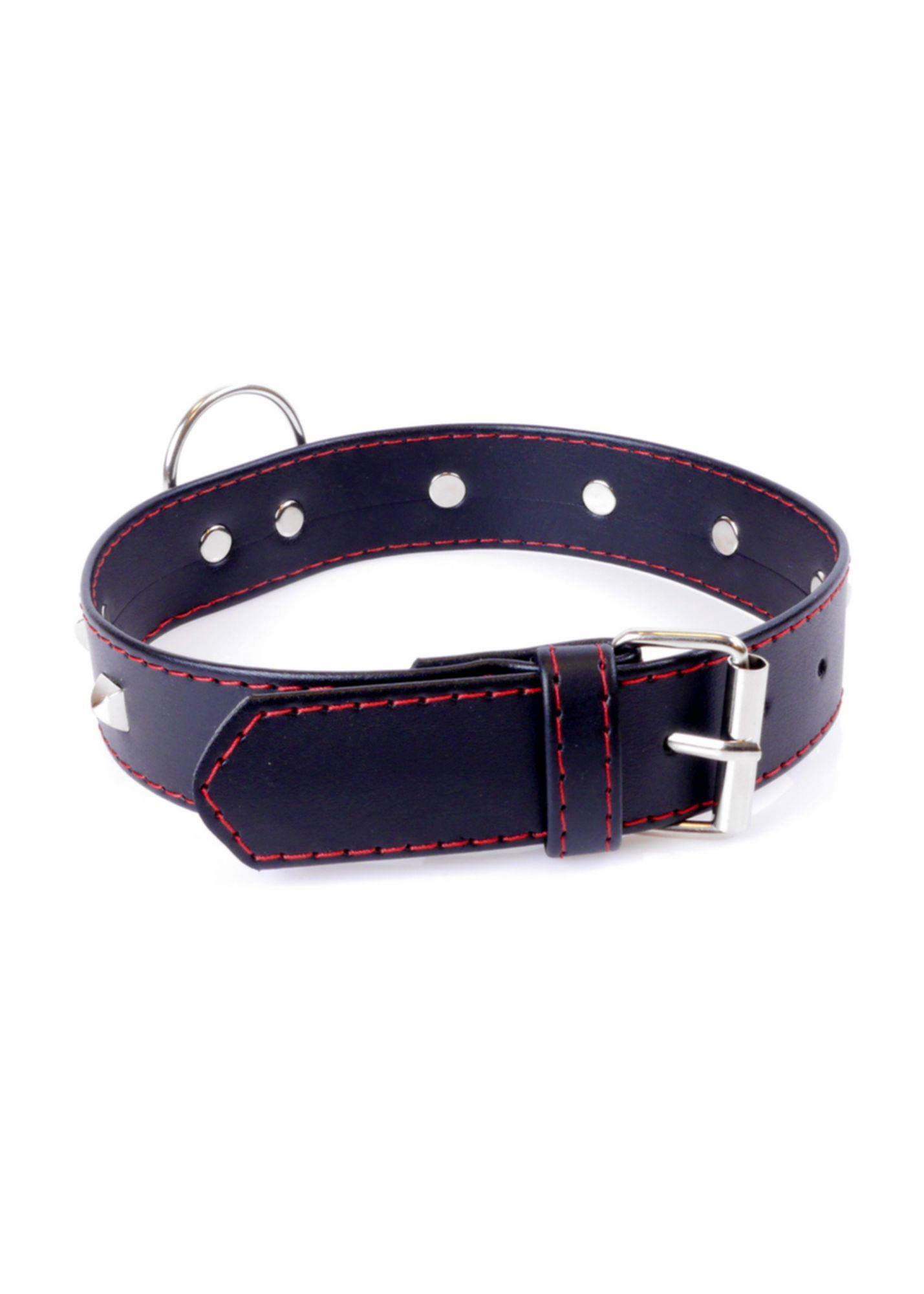 Fetish B - Series Collar With Studs 3 Cm Red Line