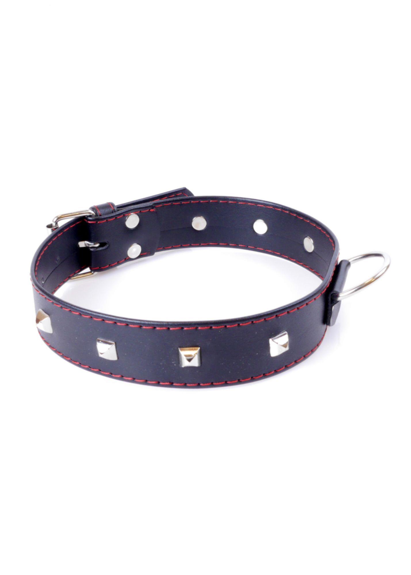 Fetish B - Series Collar With Studs 3 Cm Red Line