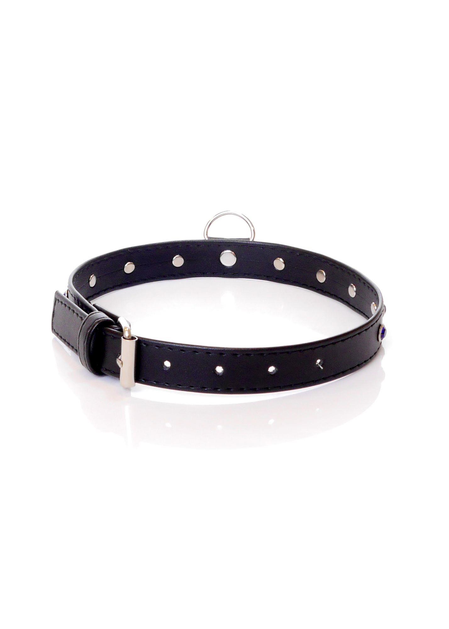 Fetish B - Series Collar - 2 Cm Navy Blue Crystal