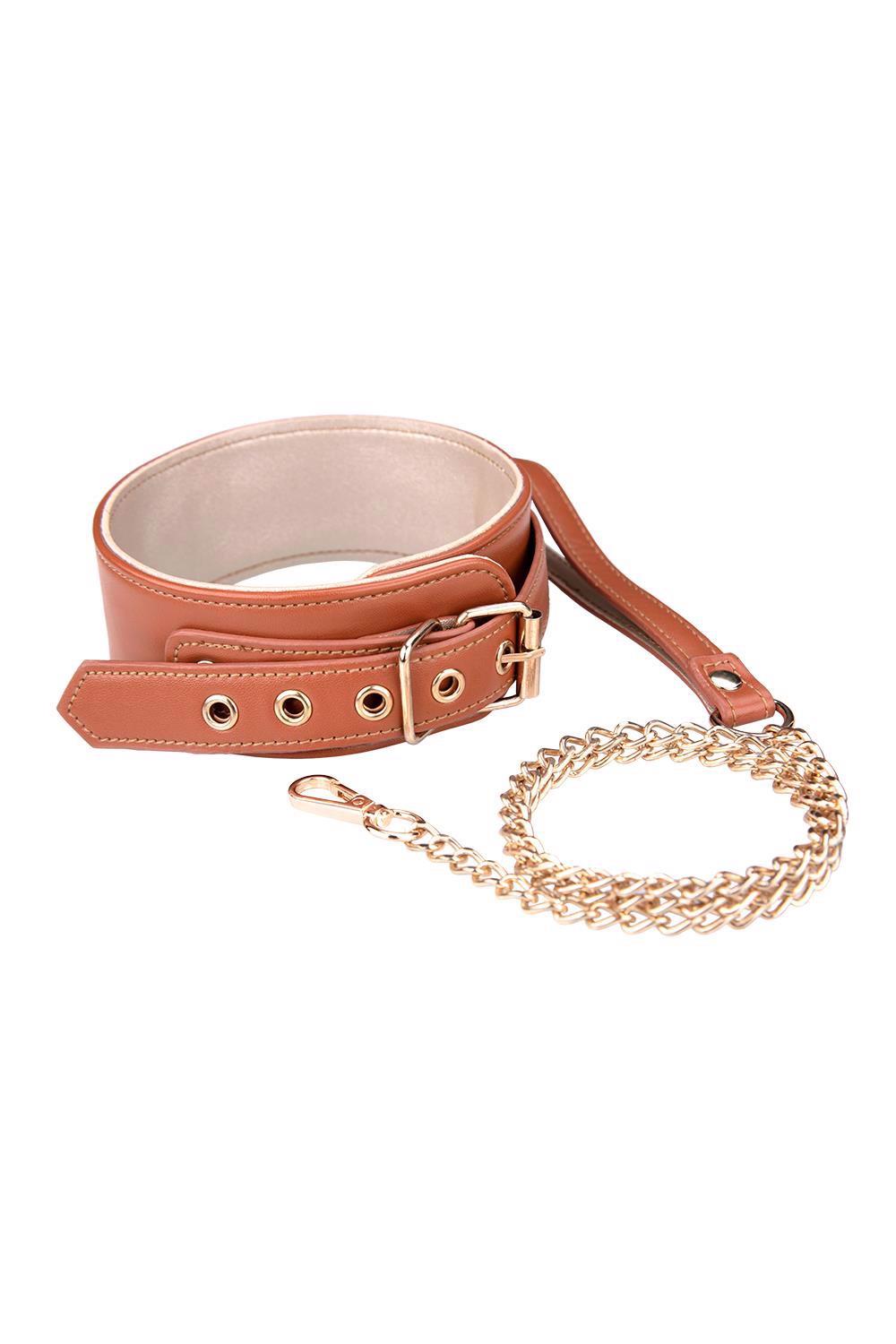 Blaze Elite Collar And Chain Cognac Vegan Leather