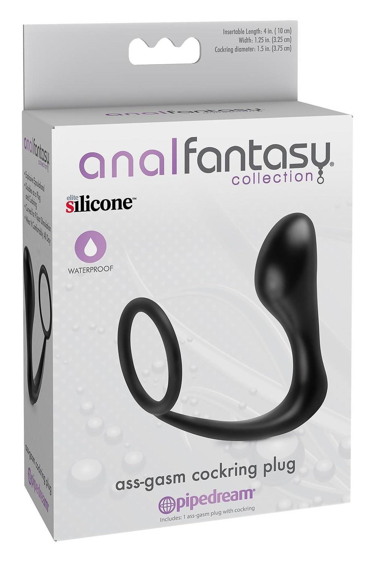 Anal Fantasy Collection Ass-Gasm Cockring Plug Black