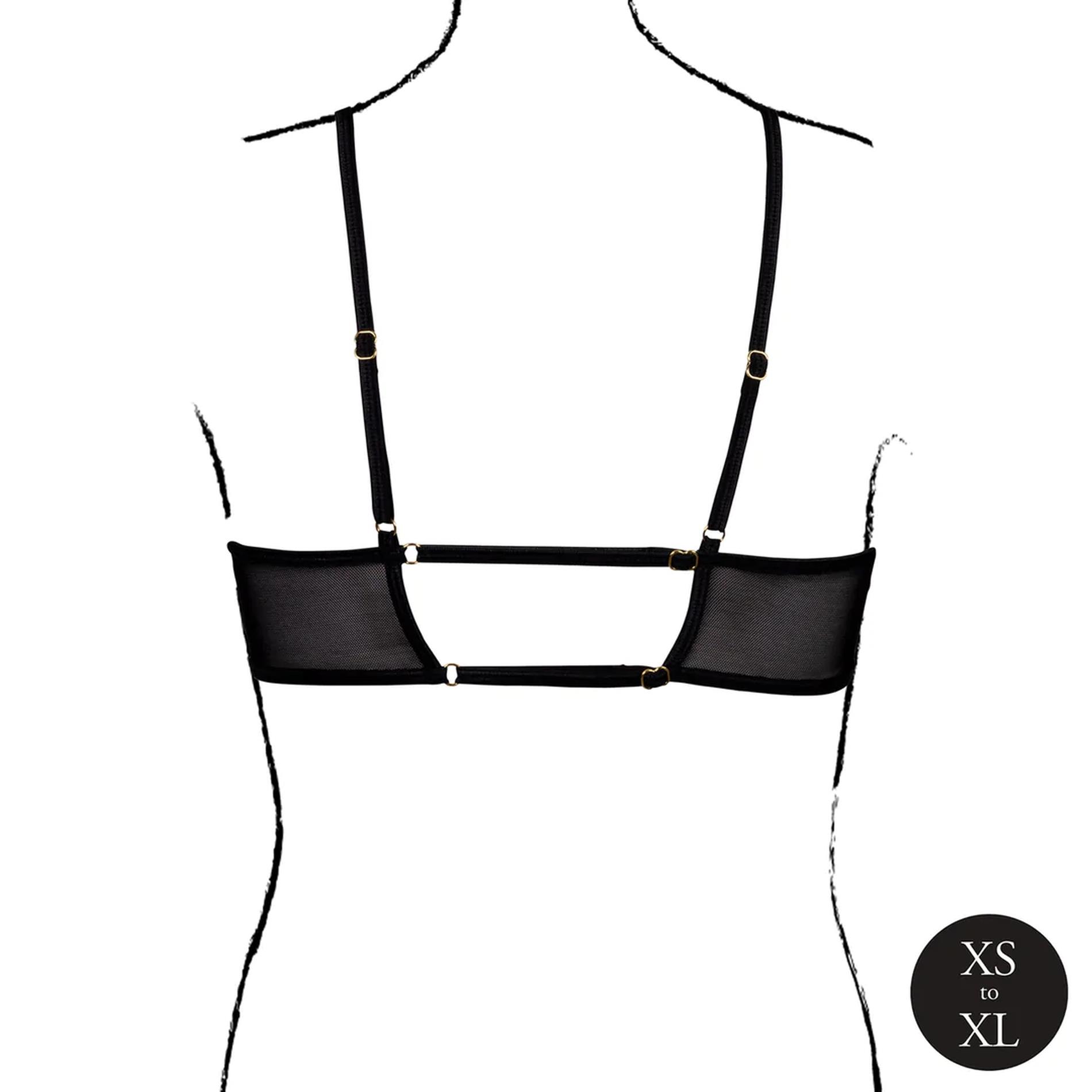Keyhole Mesh Bra With Double Back Straps And Adjustable Sliders - One Size