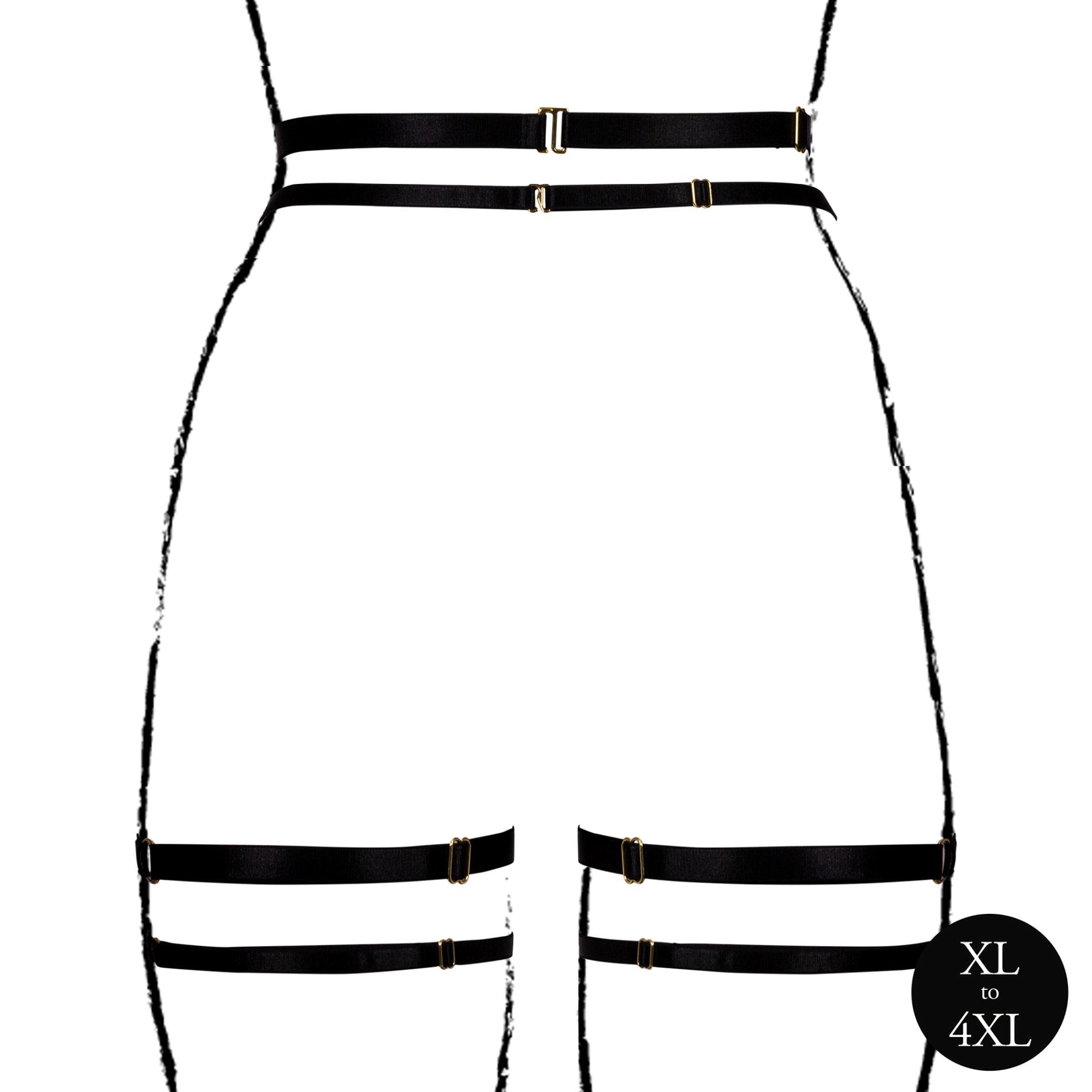 Double Strap Garter Belt With Adjustable Sliders - Plus Size - Black