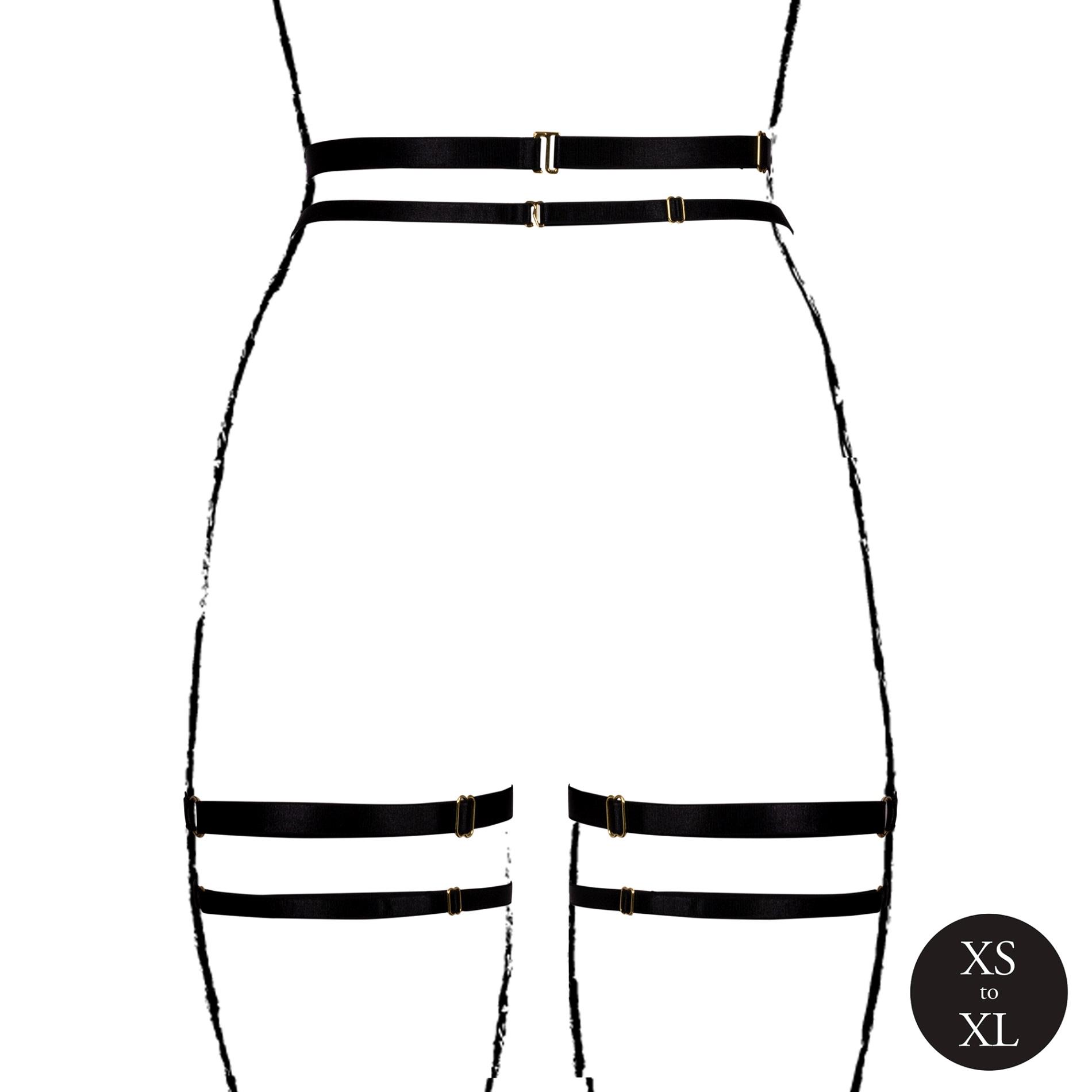 Double Strap Garter Belt With Adjustable Sliders - One Size - Black