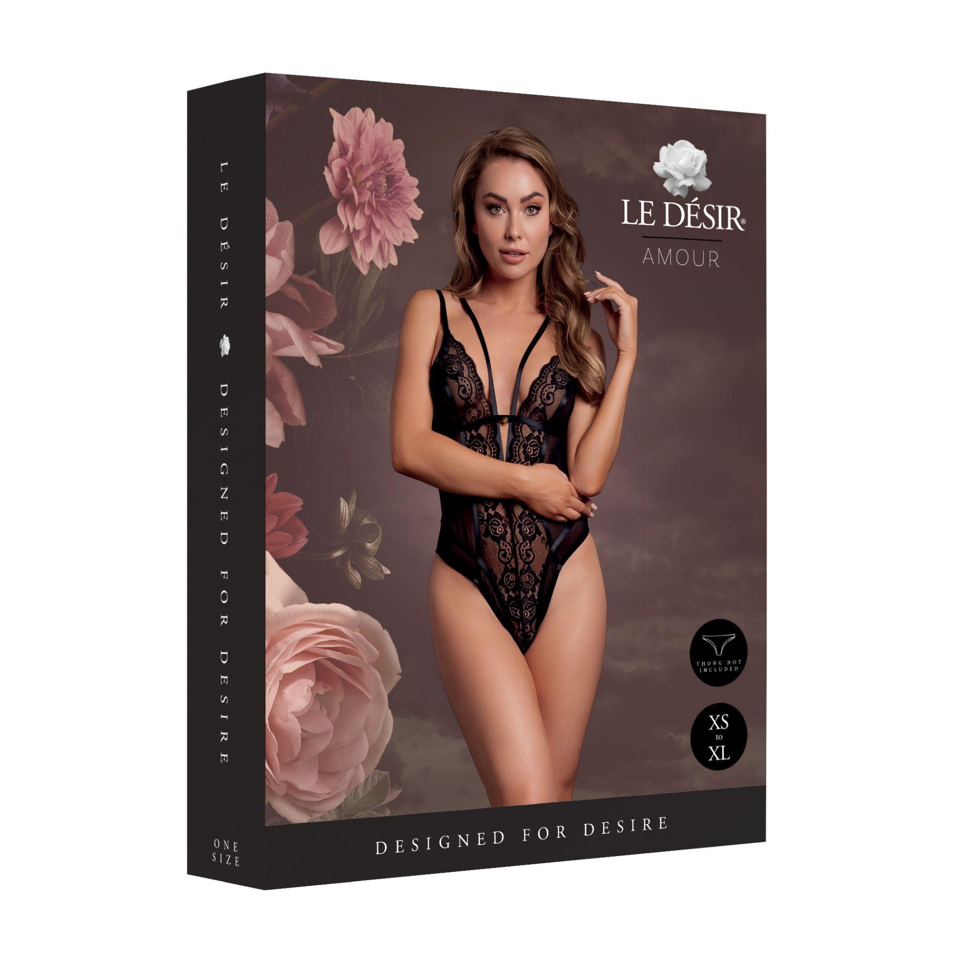 Wireless Lace Bodysuit With Adjustable Sliders - One Size - Black