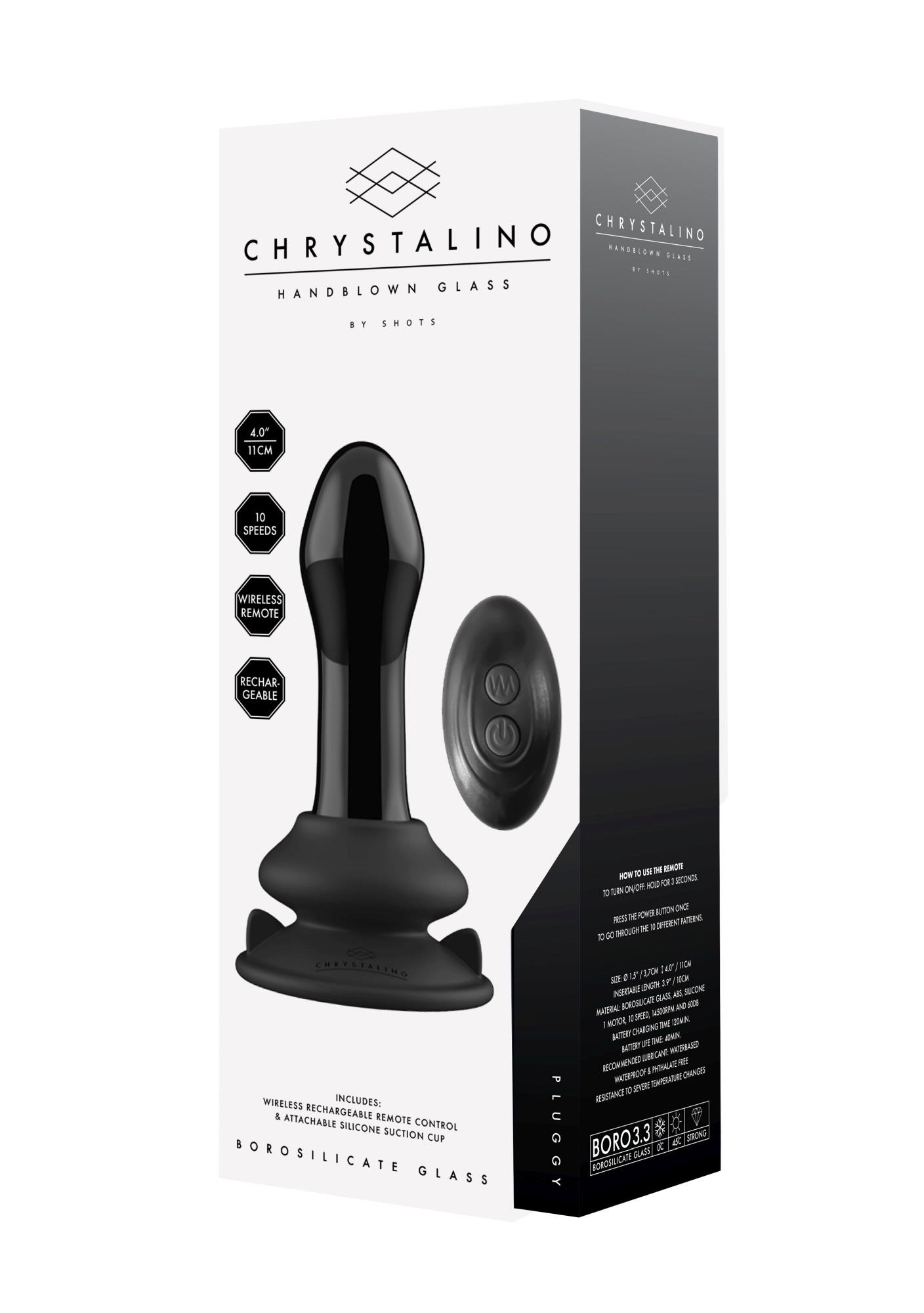 Pluggy - With Suction Cup And Remote - 10 Speed - Black