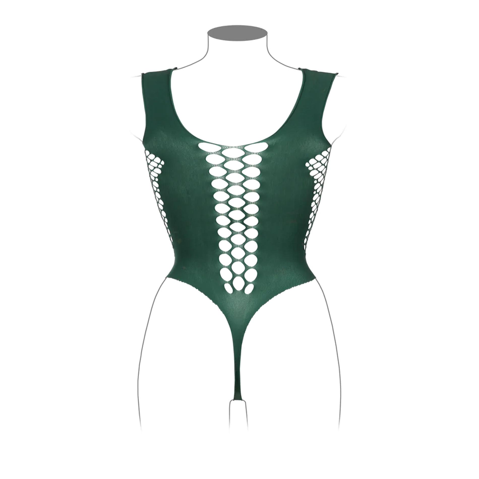 V-Neck Teddy With Opaque Panels - Queen Size