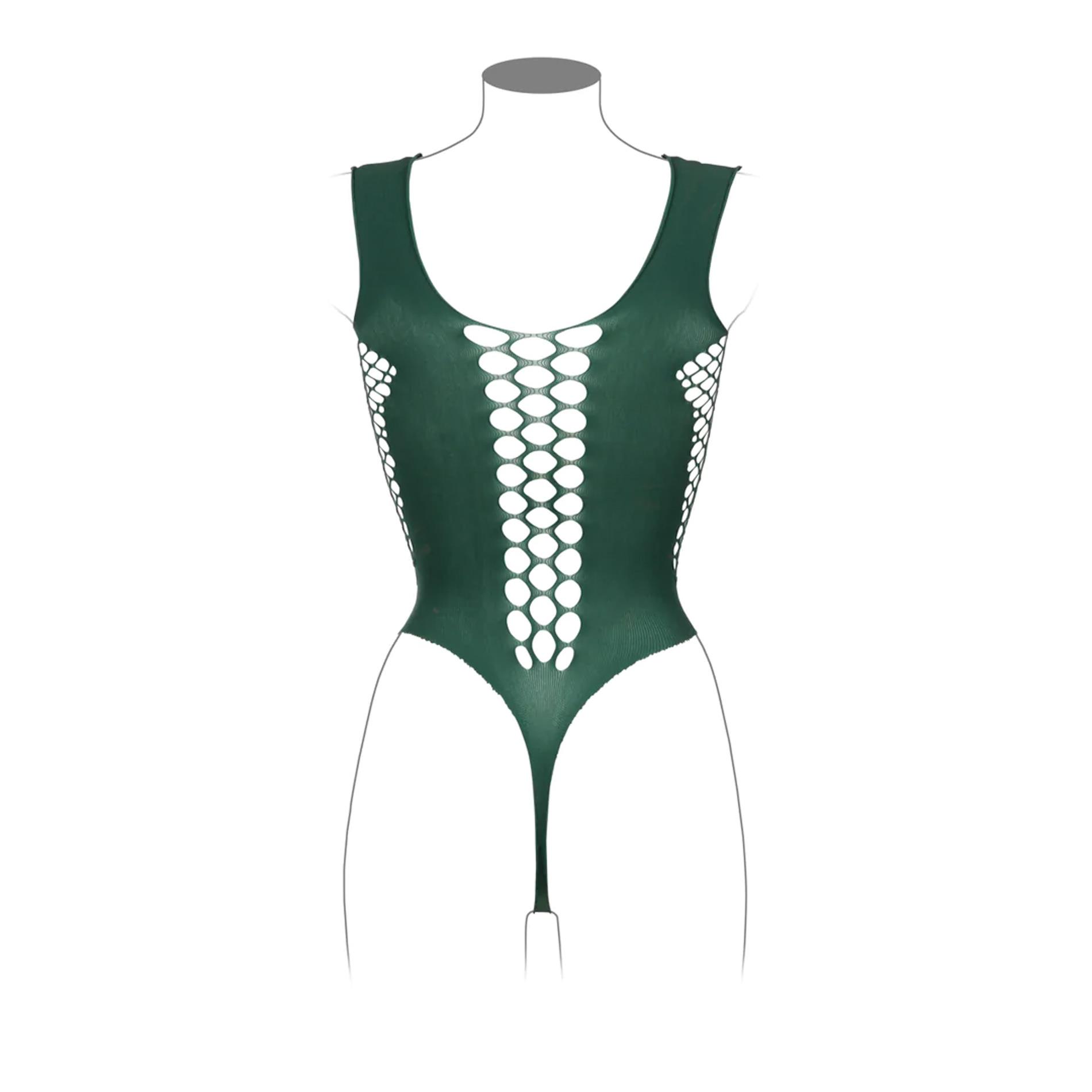 V-Neck Teddy With Opaque Panels - One Size