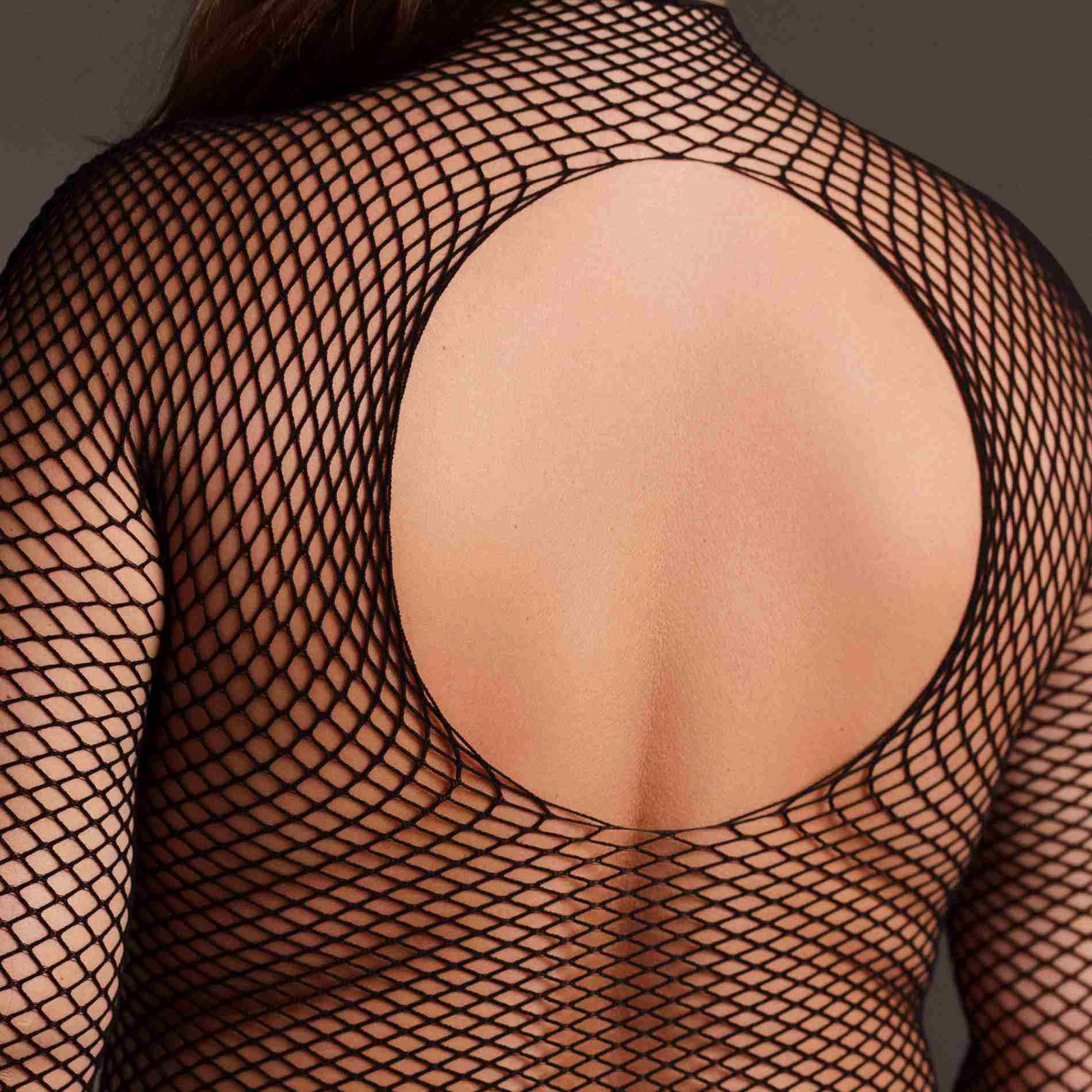 Body With Fishnet Structure And Turtle Neck.