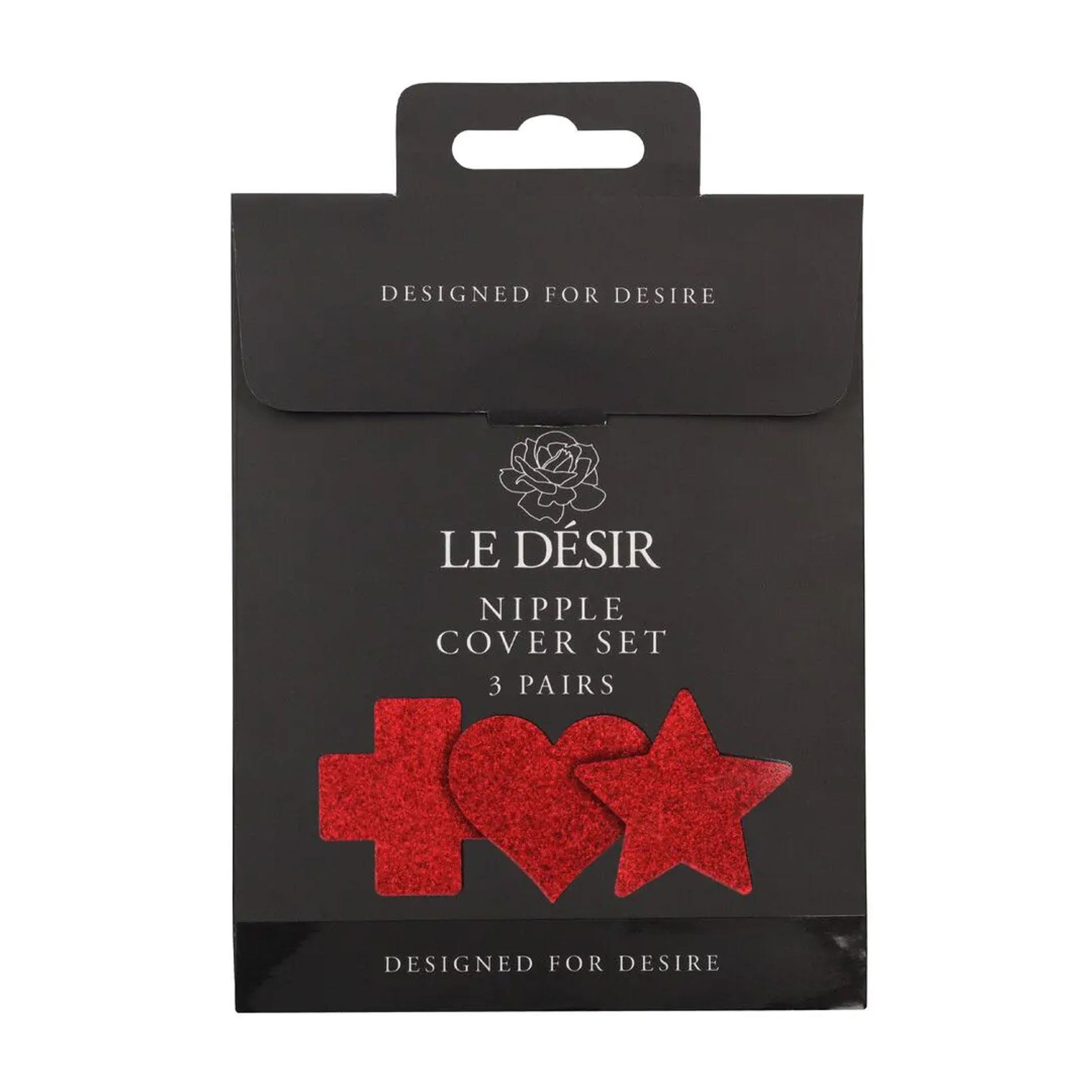 Nipple Cover Set - Cross Star Heart - Red