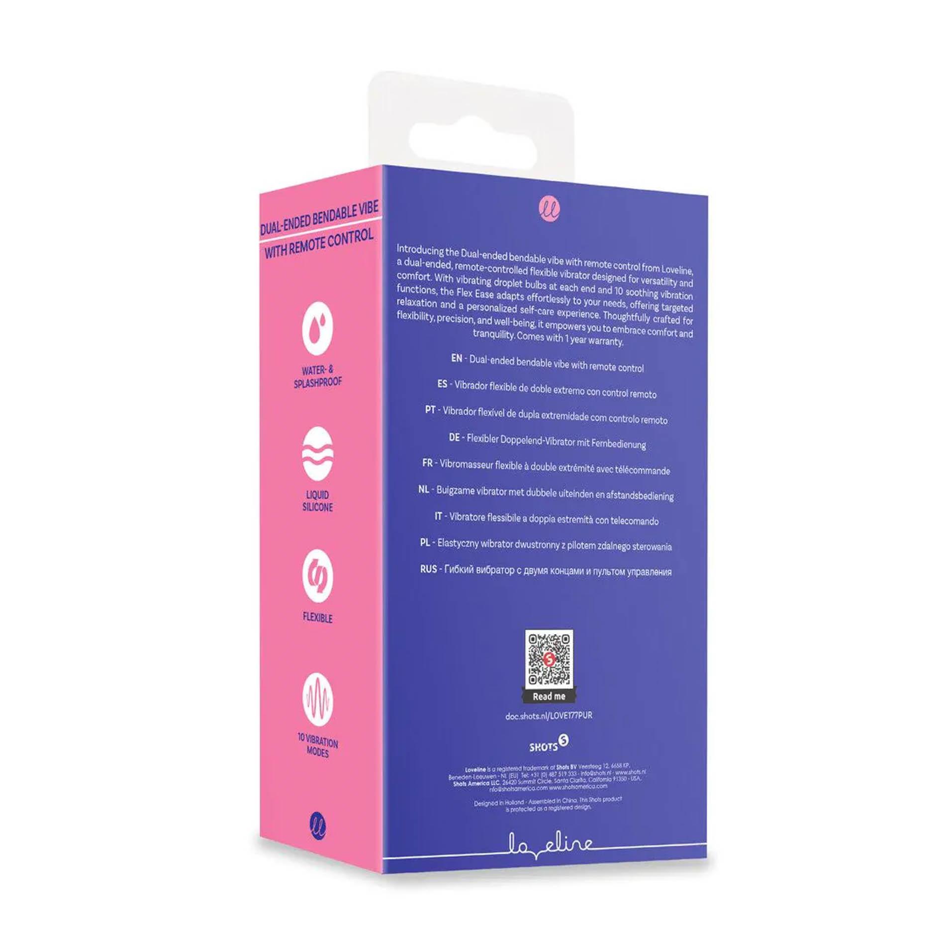 Dual-Ended Bendable Vibe With Remote Control - Purple