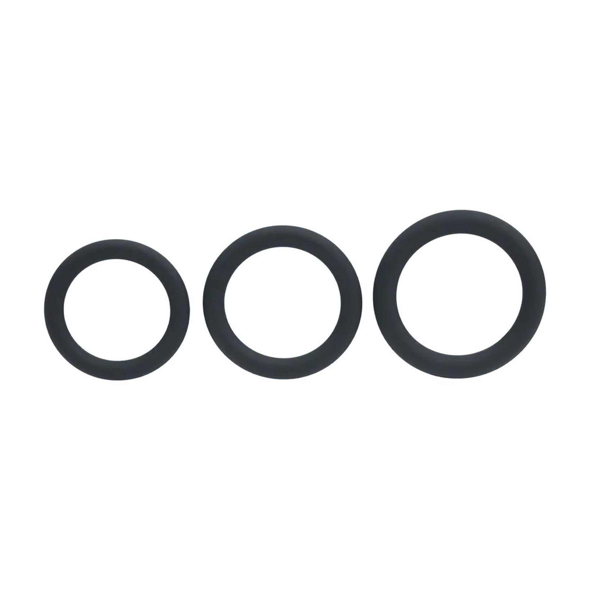 Classic Silicone Cockring Set Of 3 - L/Xl/Xxl - Black