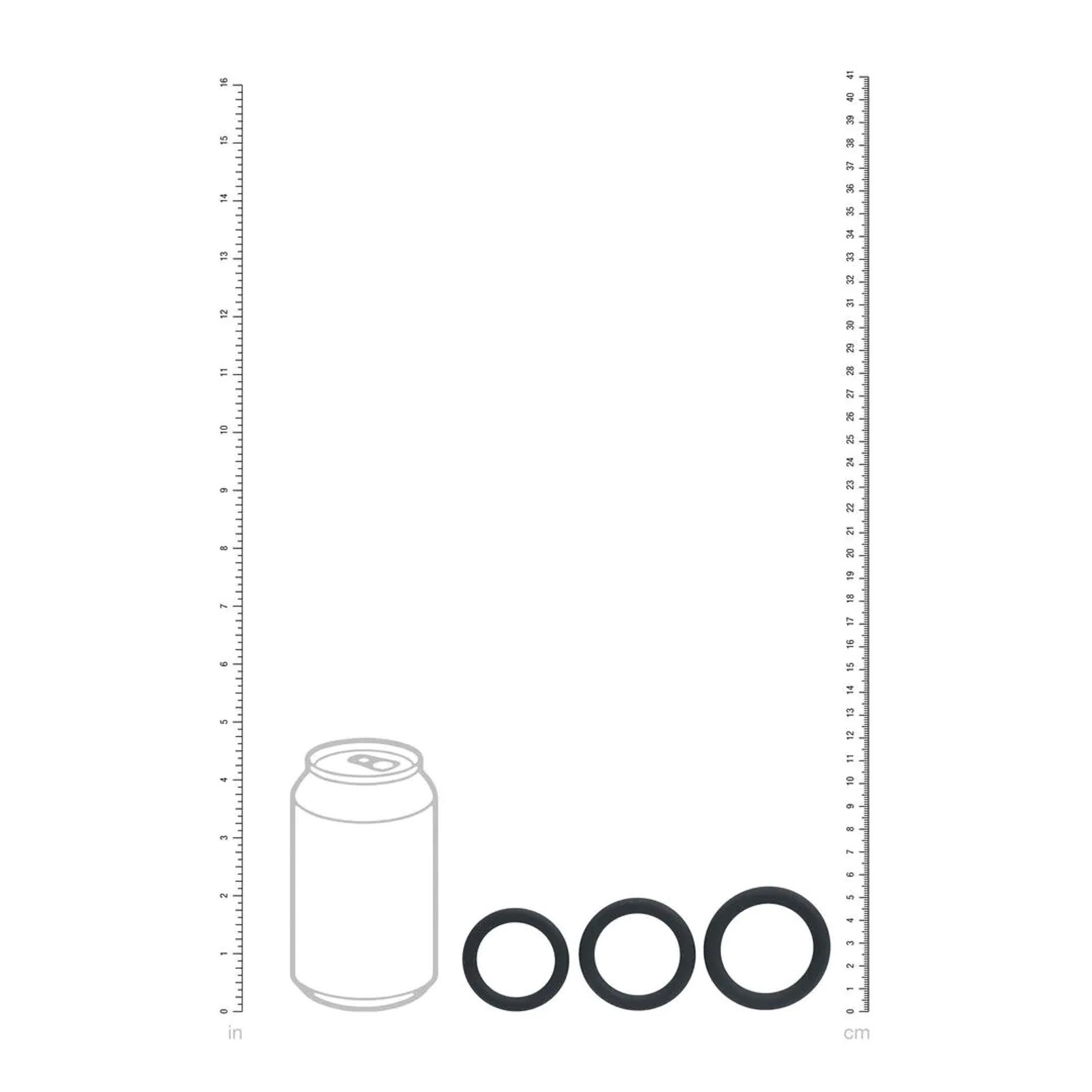 Classic Silicone Cockring Set Of 3 - L/Xl/Xxl - Black