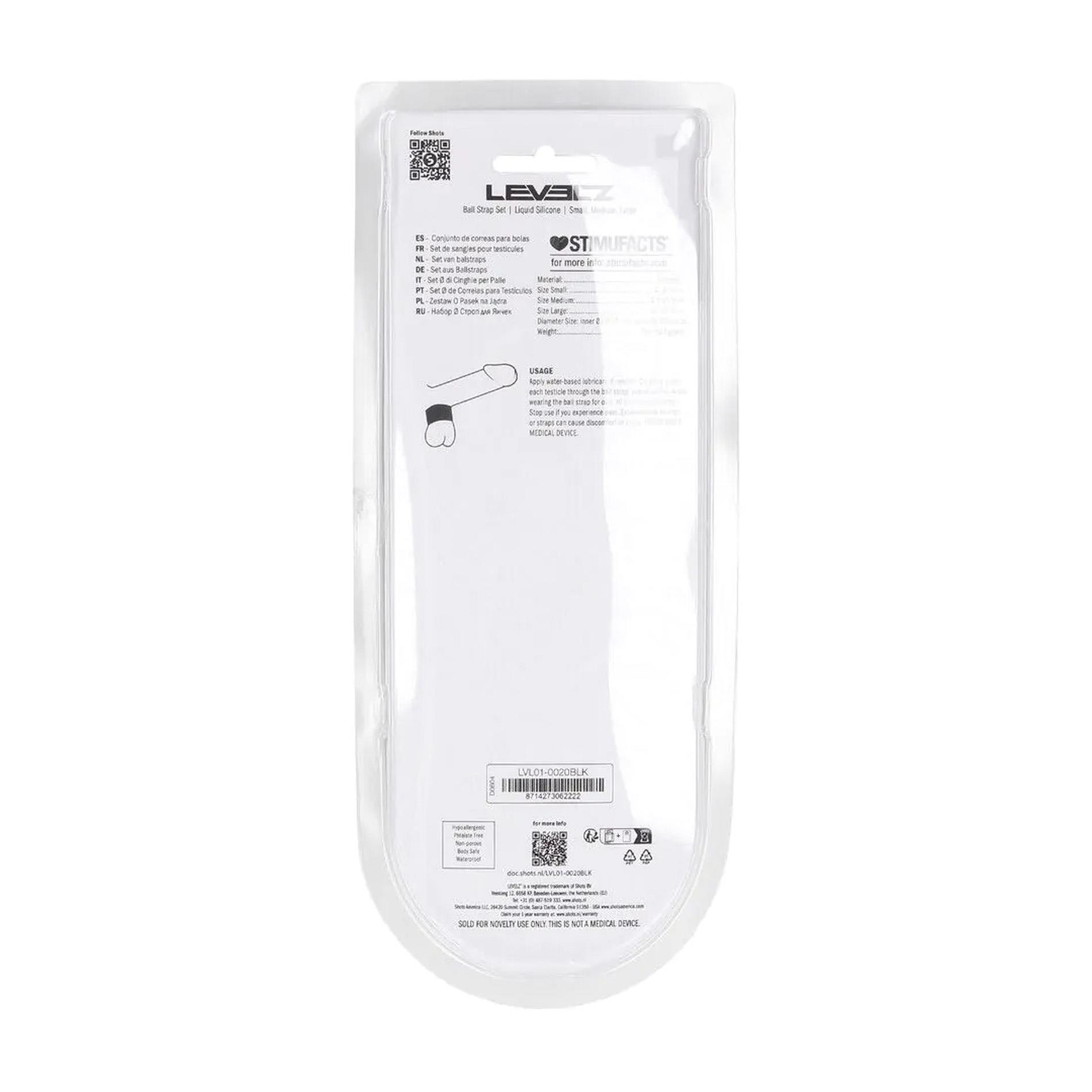 Liquid Silicone Ball Strap Set Of 3 - S/M/L - Black