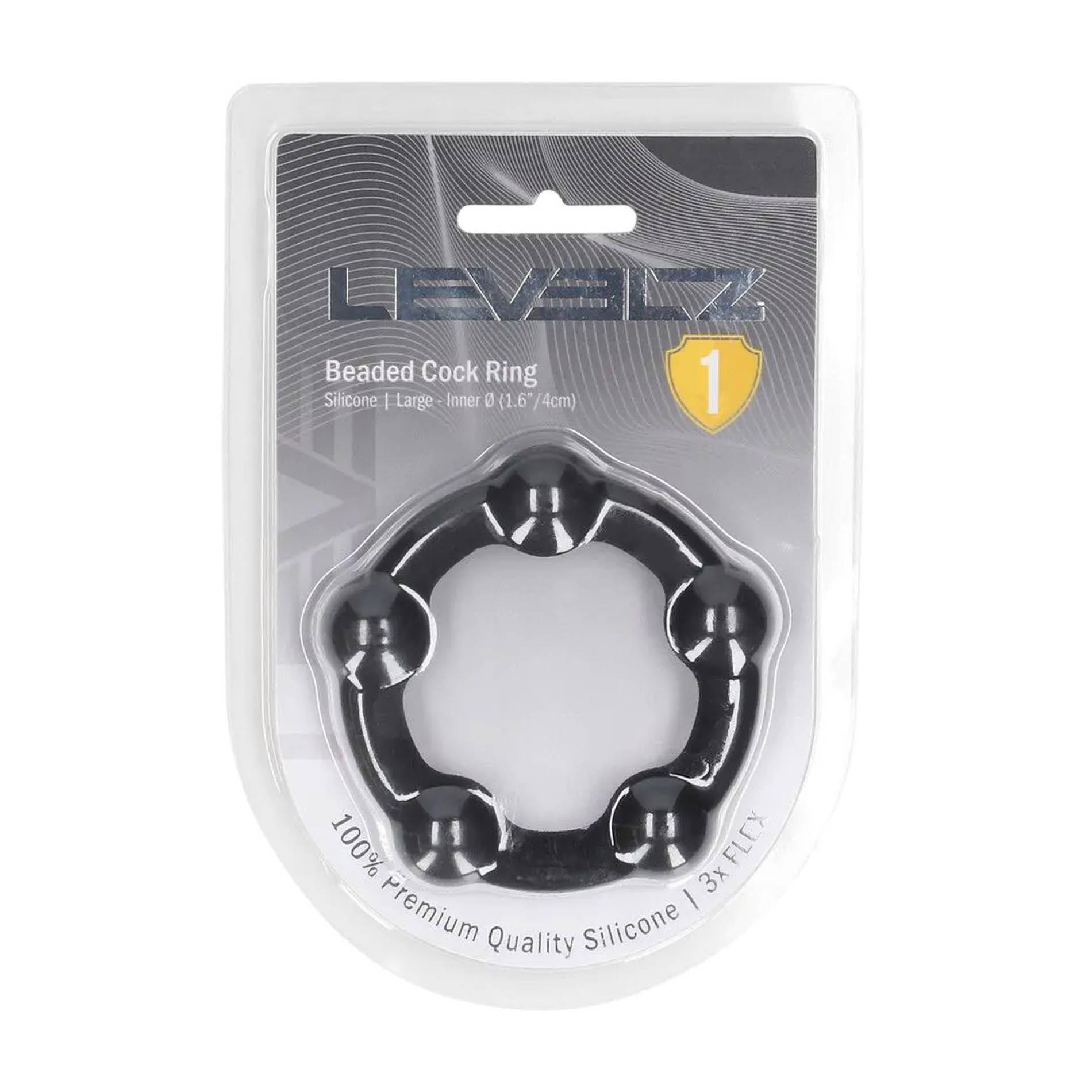 Beaded Silicone Cockring - L - 45Mm - Black
