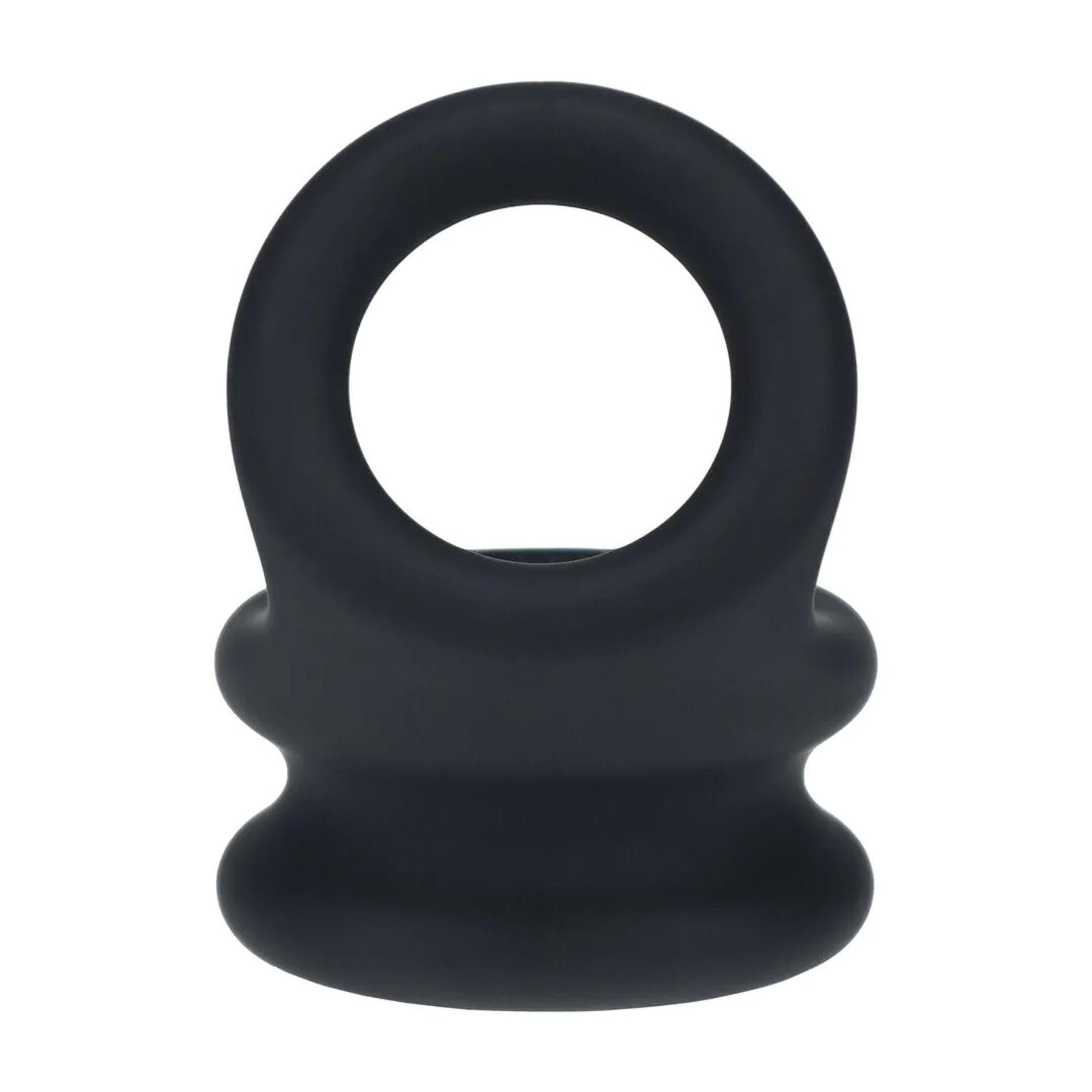 Wide Double O Silicone Cockring - M - Black