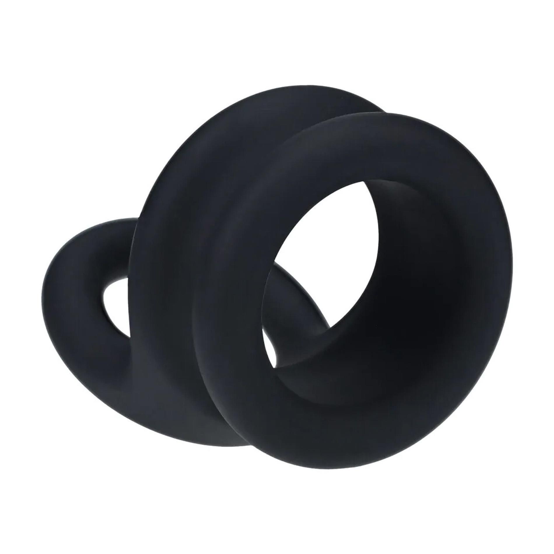Wide Double O Silicone Cockring - M - Black