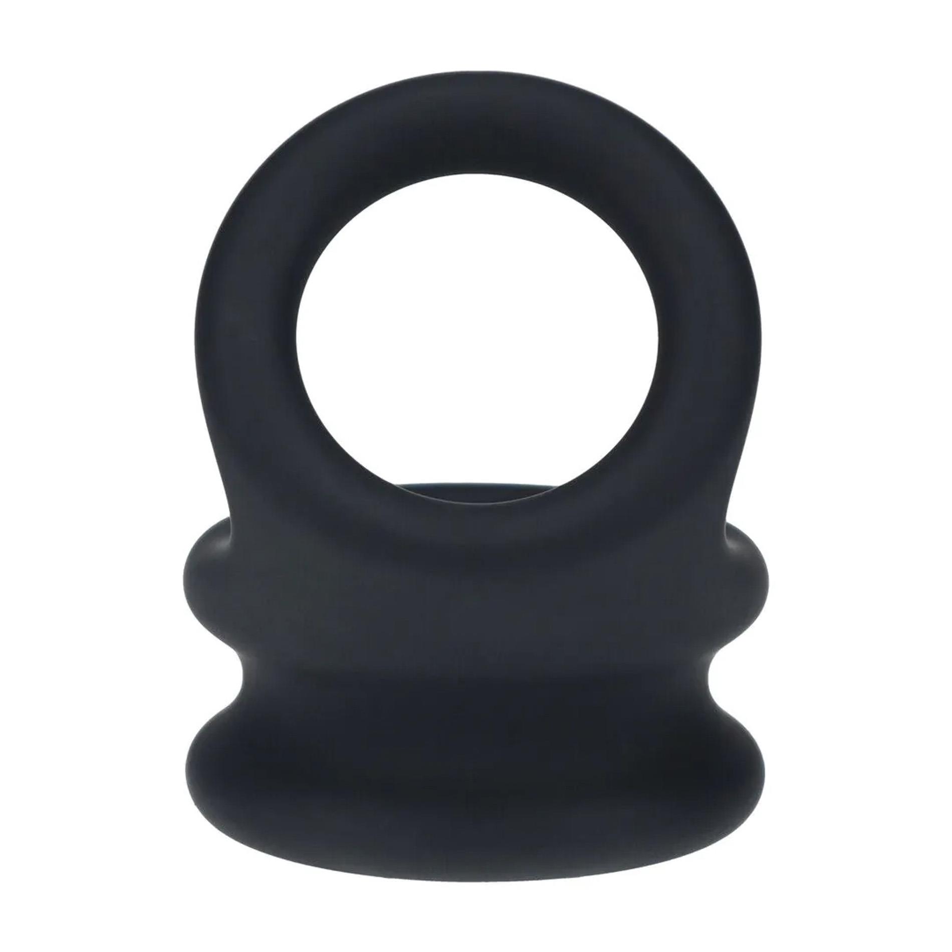Wide Double O Silicone Cockring - L - Black