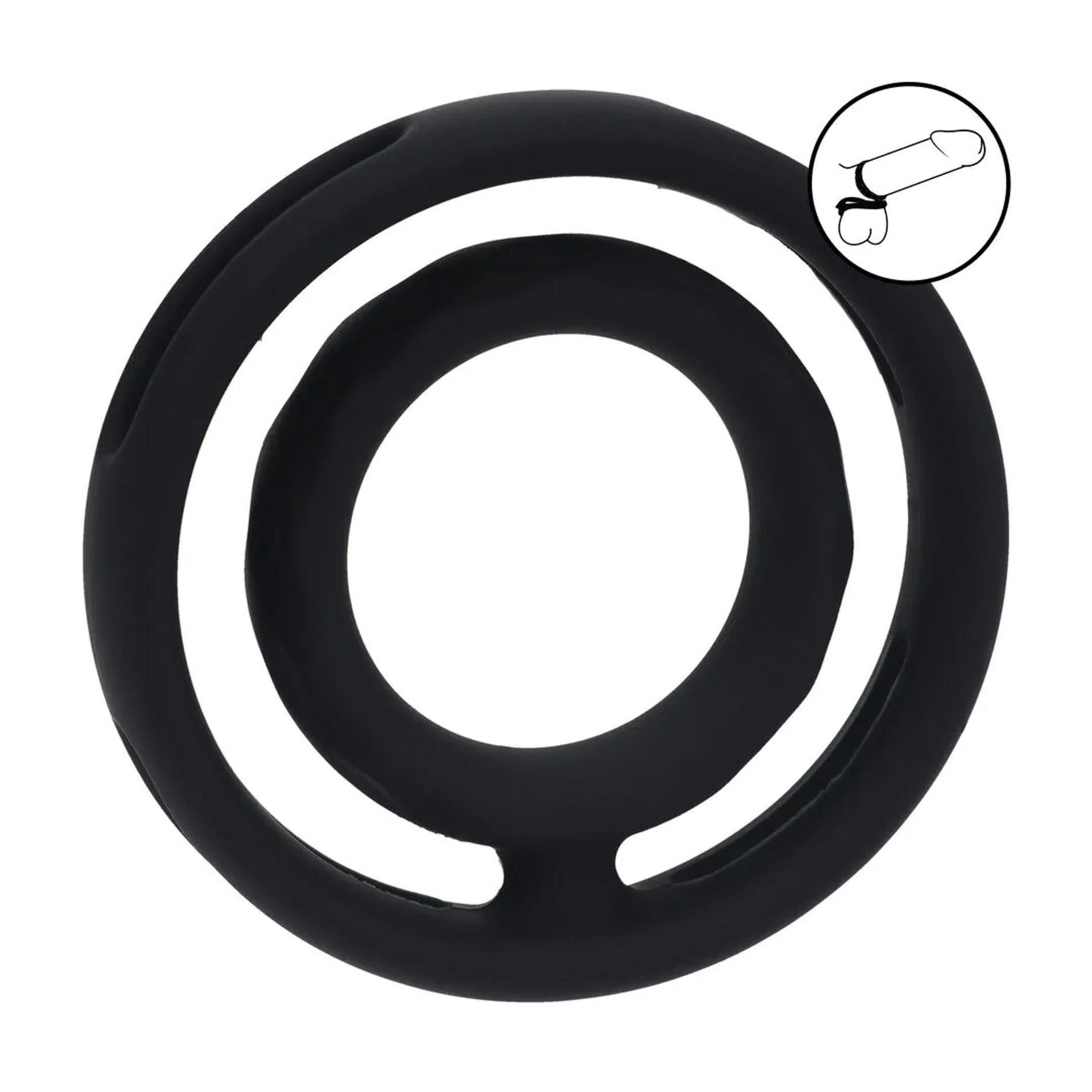 Classic Grooved Silicone Cock And Ball Ring - Black
