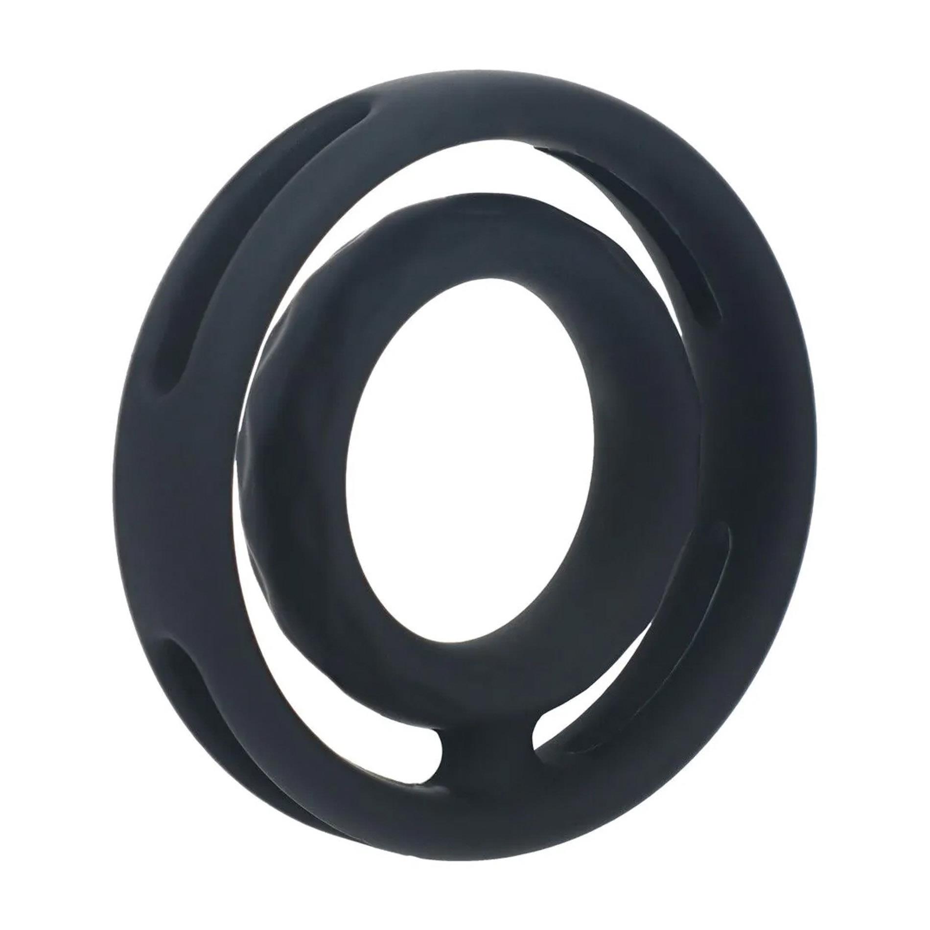 Classic Grooved Silicone Cock And Ball Ring - Black